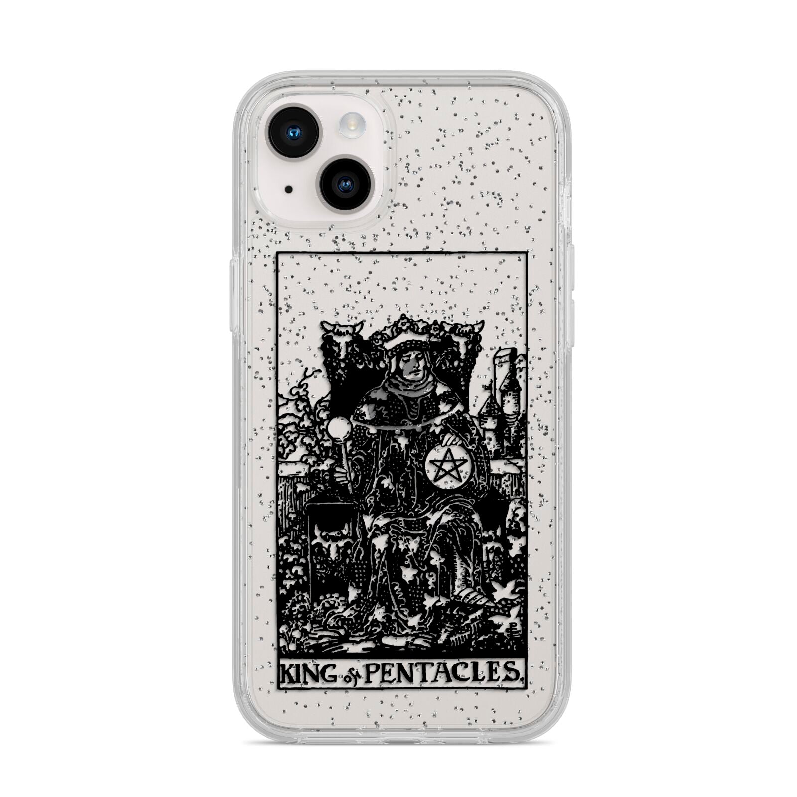 King of Pentacles Monochrome iPhone 14 Plus Glitter Tough Case Starlight