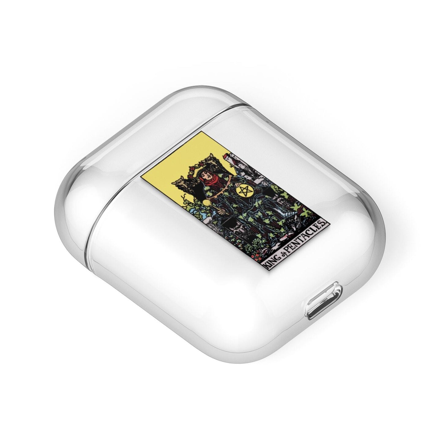 King of Pentacles Tarot Card AirPods Case Laid Flat