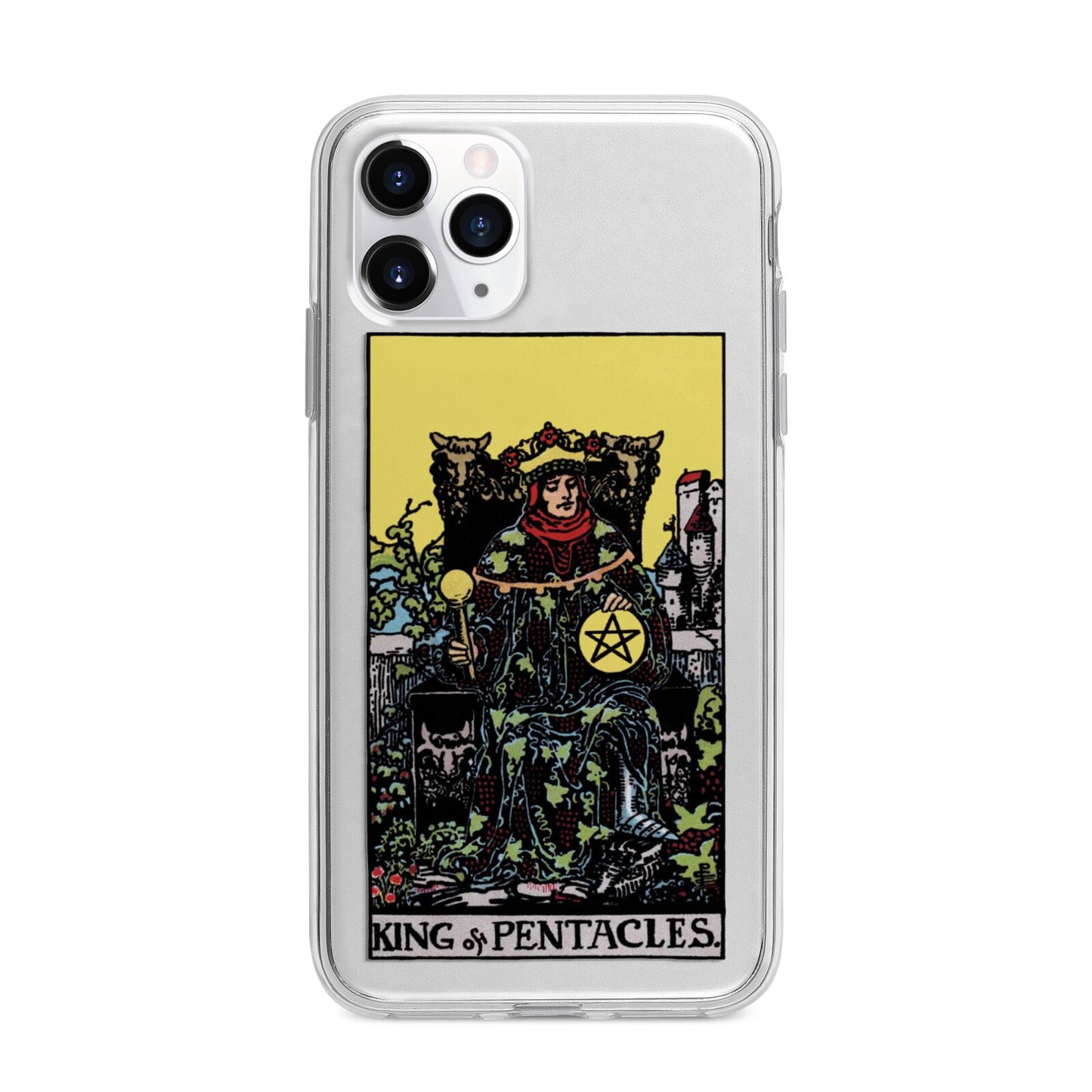 King of Pentacles Tarot Card Apple iPhone 11 Pro Max in Silver with Bumper Case