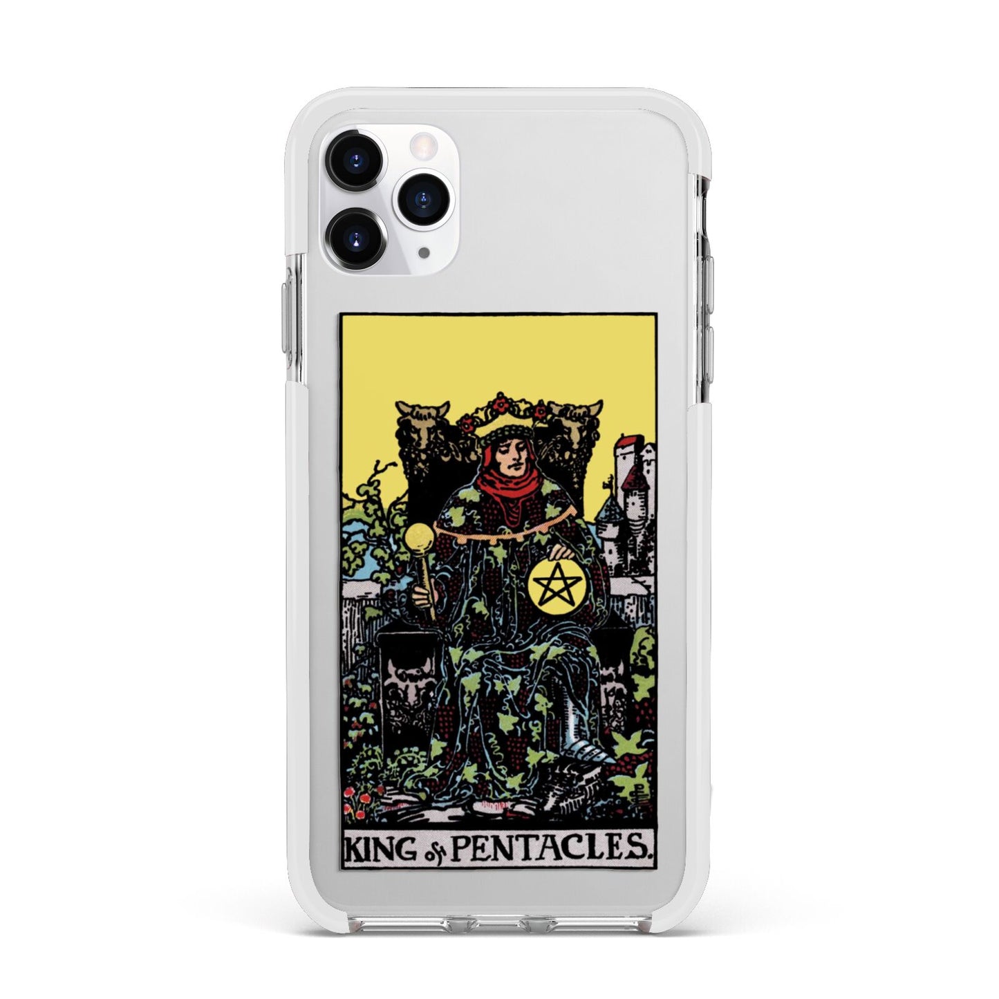 King of Pentacles Tarot Card Apple iPhone 11 Pro Max in Silver with White Impact Case