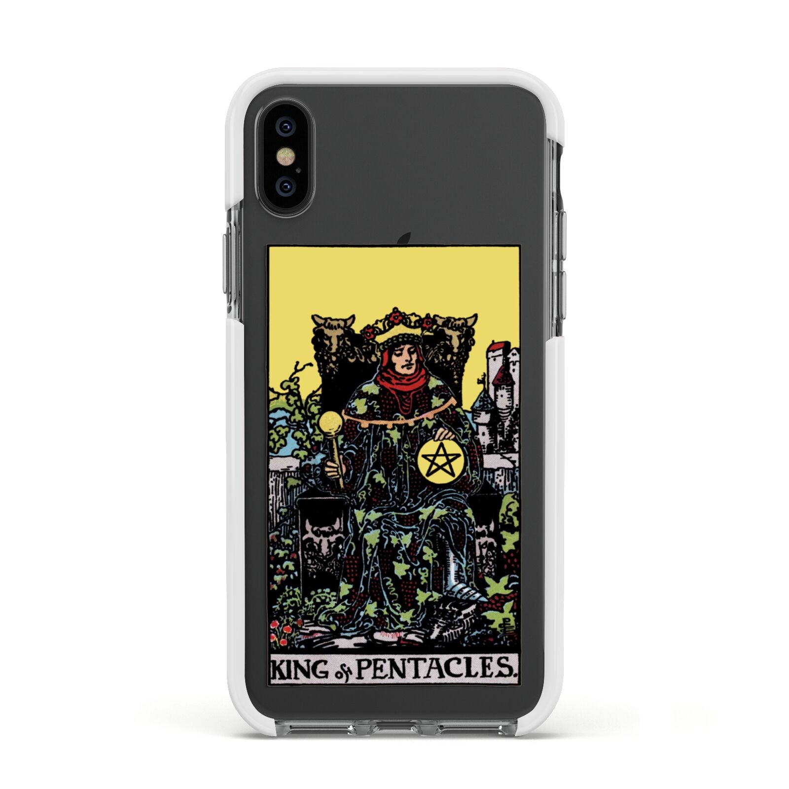 King of Pentacles Tarot Card Apple iPhone Xs Impact Case White Edge on Black Phone