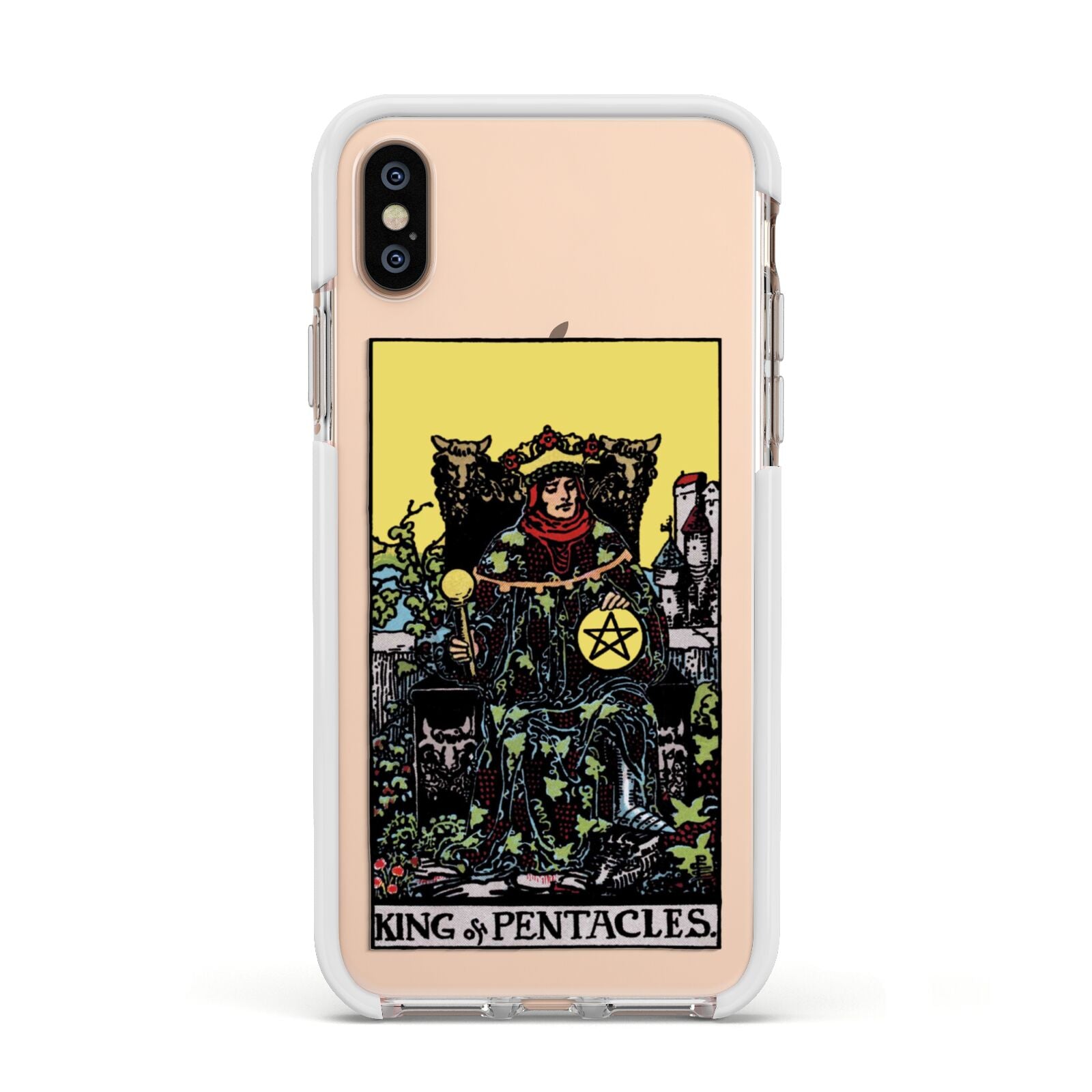 King of Pentacles Tarot Card Apple iPhone Xs Impact Case White Edge on Gold Phone