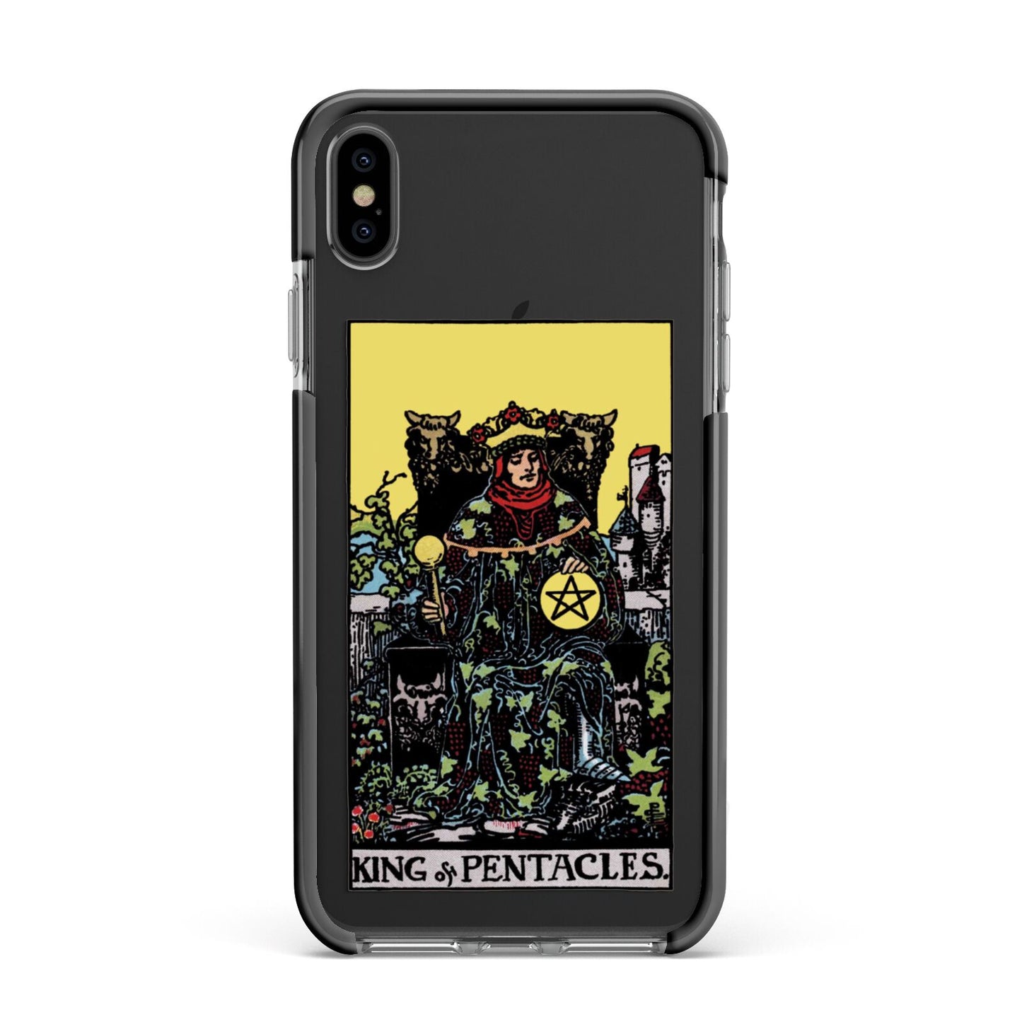 King of Pentacles Tarot Card Apple iPhone Xs Max Impact Case Black Edge on Black Phone