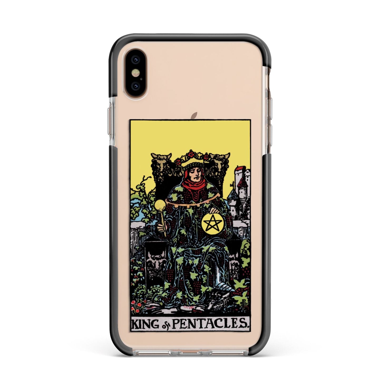 King of Pentacles Tarot Card Apple iPhone Xs Max Impact Case Black Edge on Gold Phone