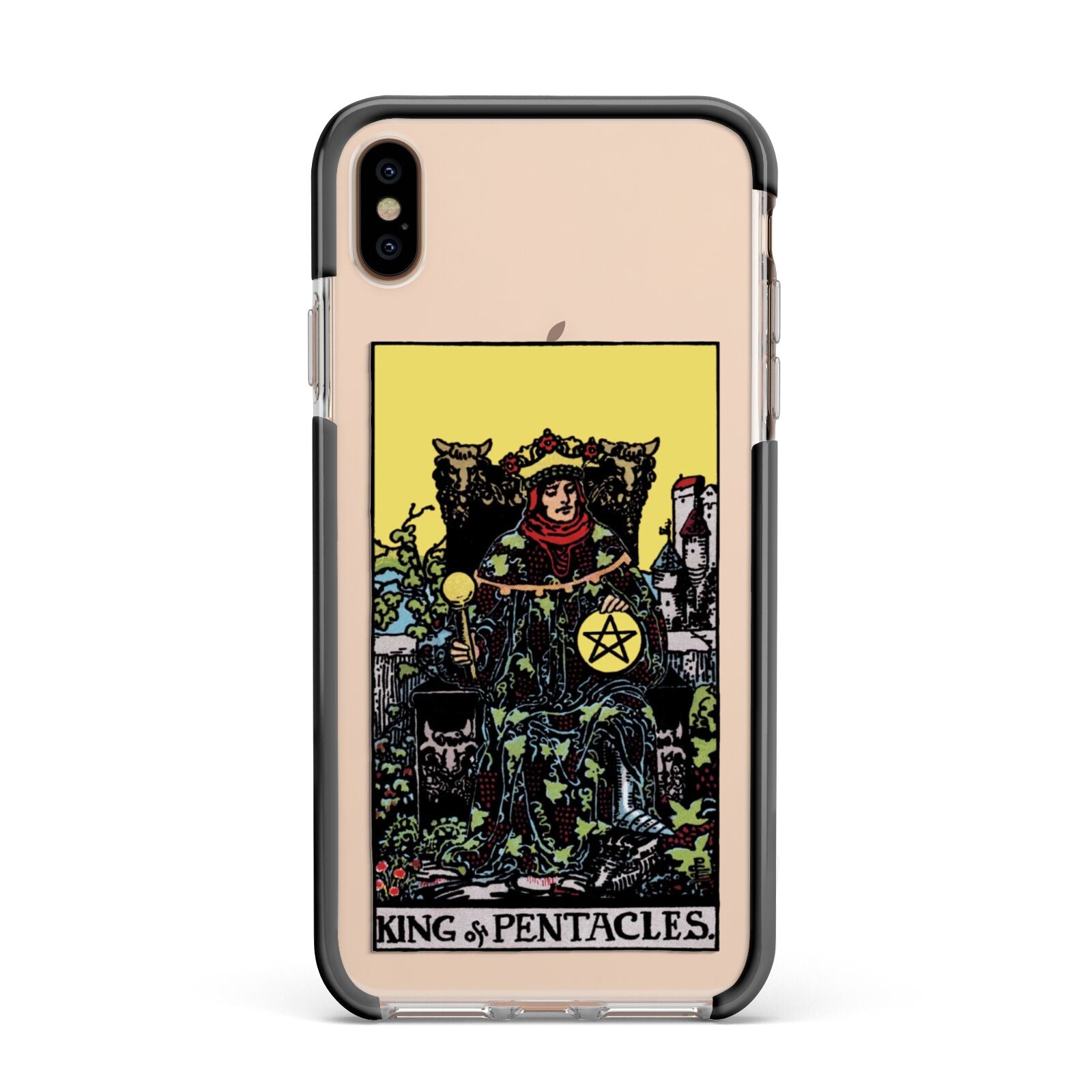 King of Pentacles Tarot Card Apple iPhone Xs Max Impact Case Black Edge on Gold Phone