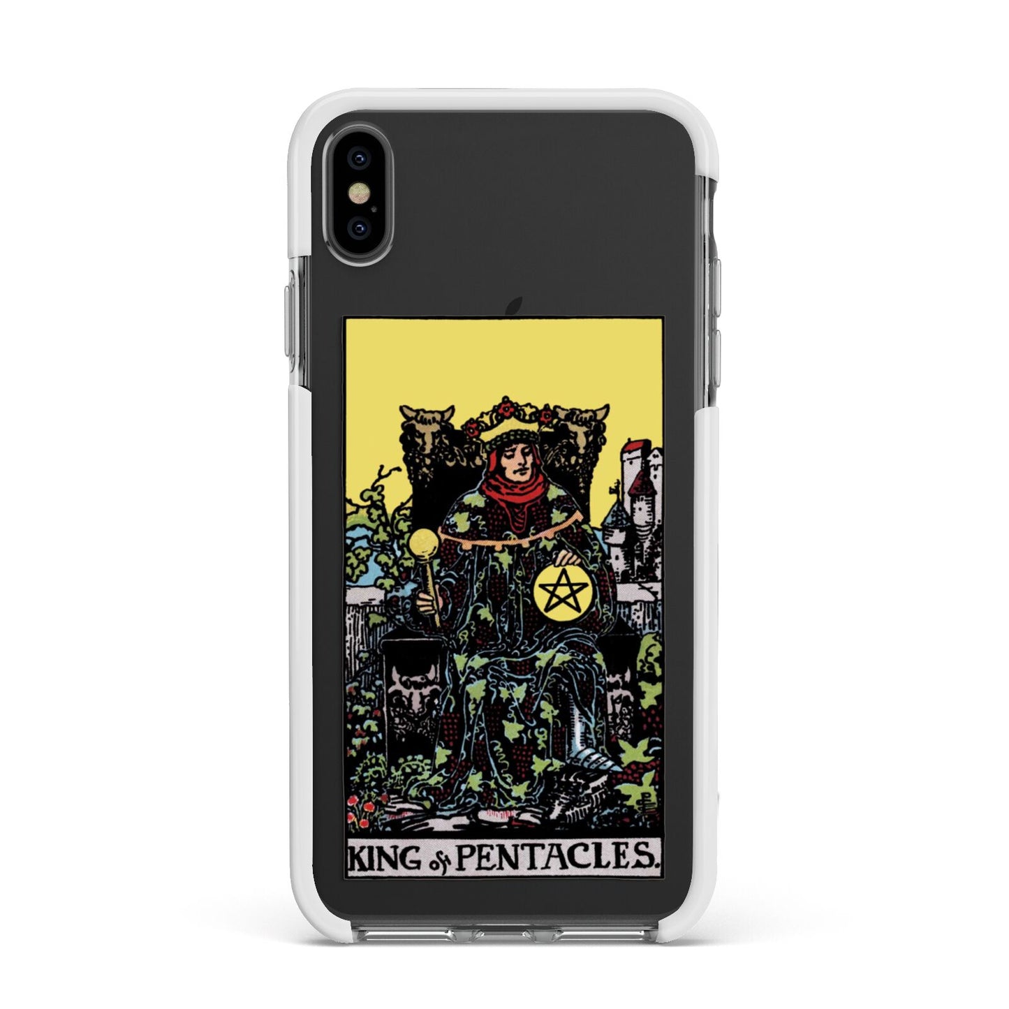 King of Pentacles Tarot Card Apple iPhone Xs Max Impact Case White Edge on Black Phone