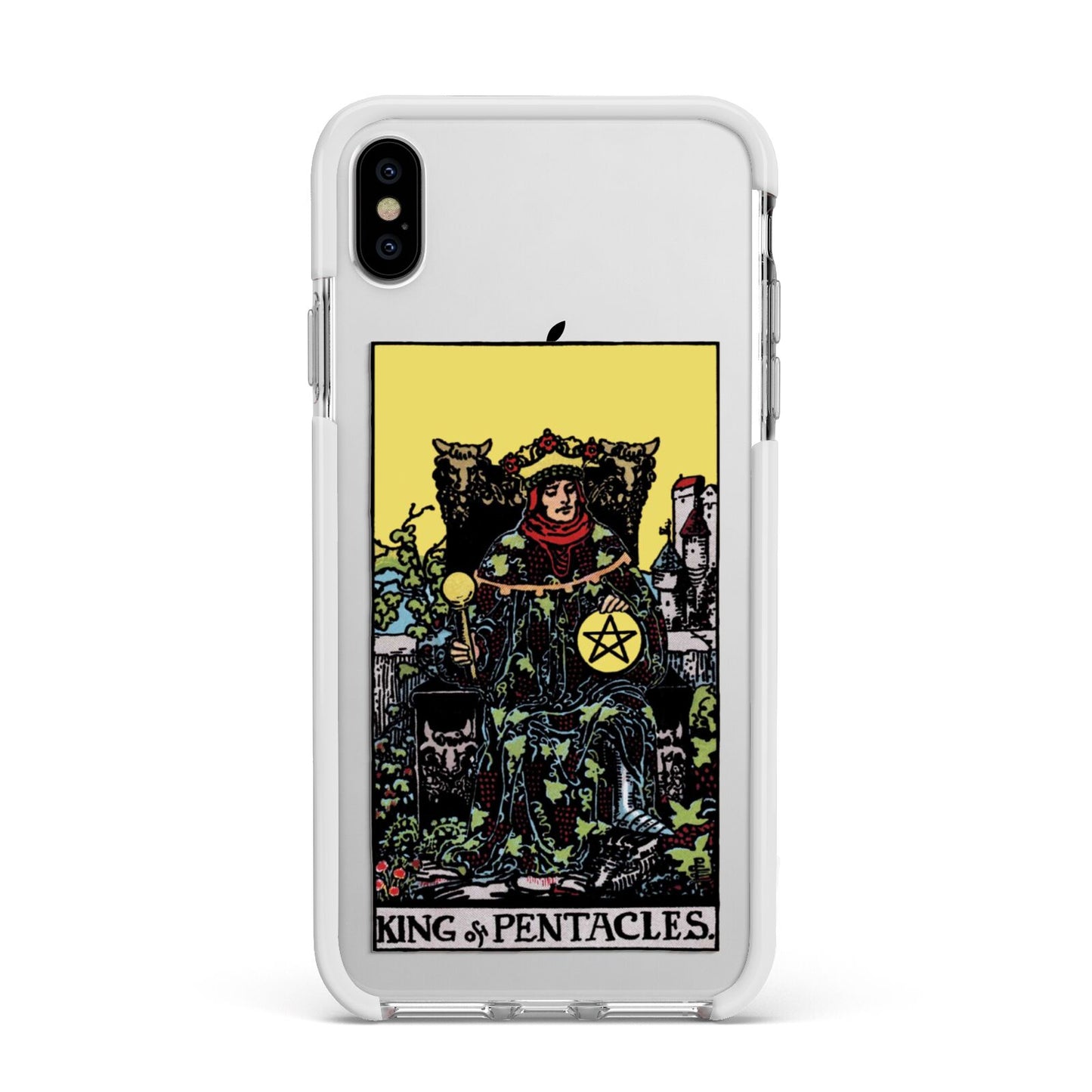King of Pentacles Tarot Card Apple iPhone Xs Max Impact Case White Edge on Silver Phone