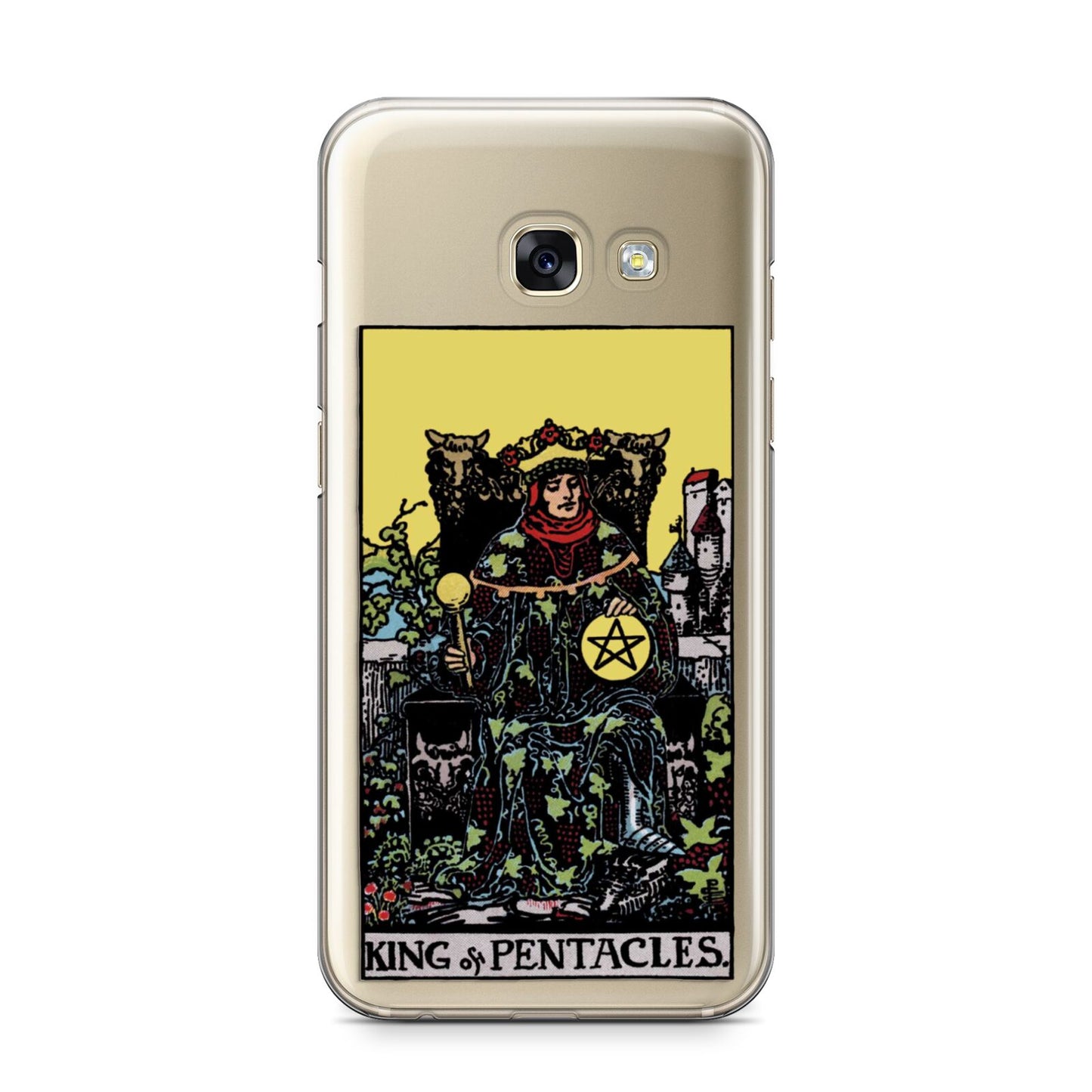 King of Pentacles Tarot Card Samsung Galaxy A3 2017 Case on gold phone