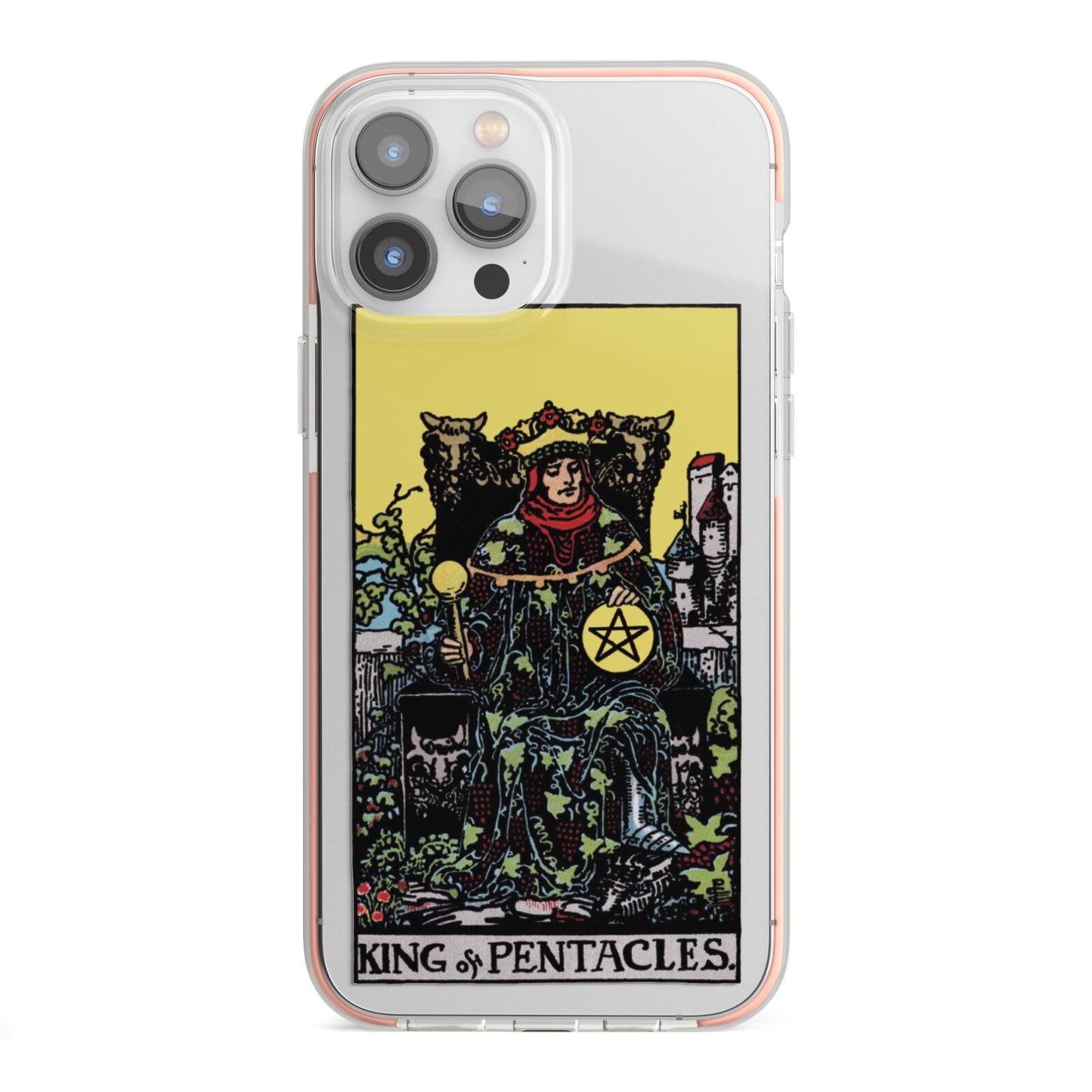 King of Pentacles Tarot Card iPhone 13 Pro Max TPU Impact Case with Pink Edges