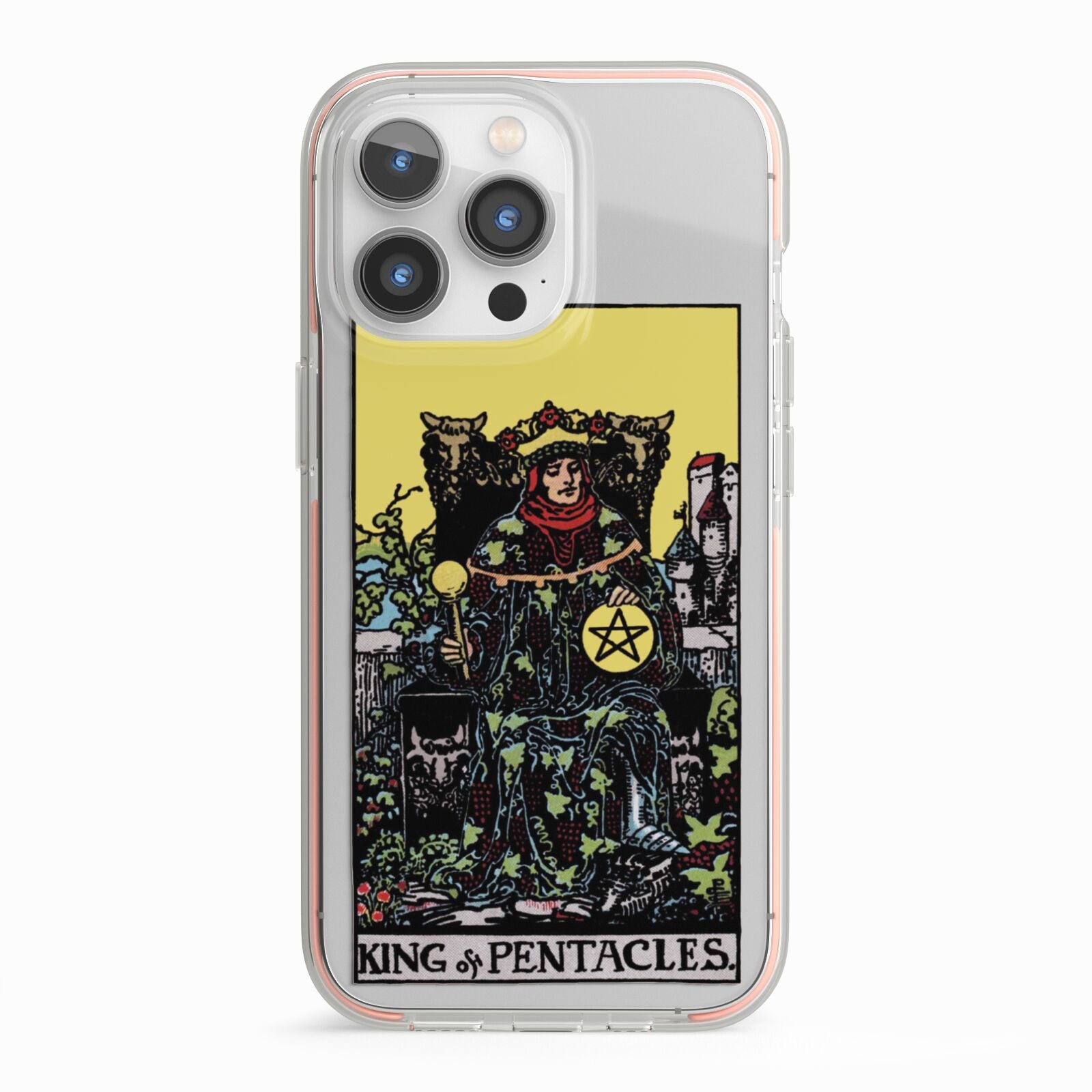 King of Pentacles Tarot Card iPhone 13 Pro TPU Impact Case with Pink Edges