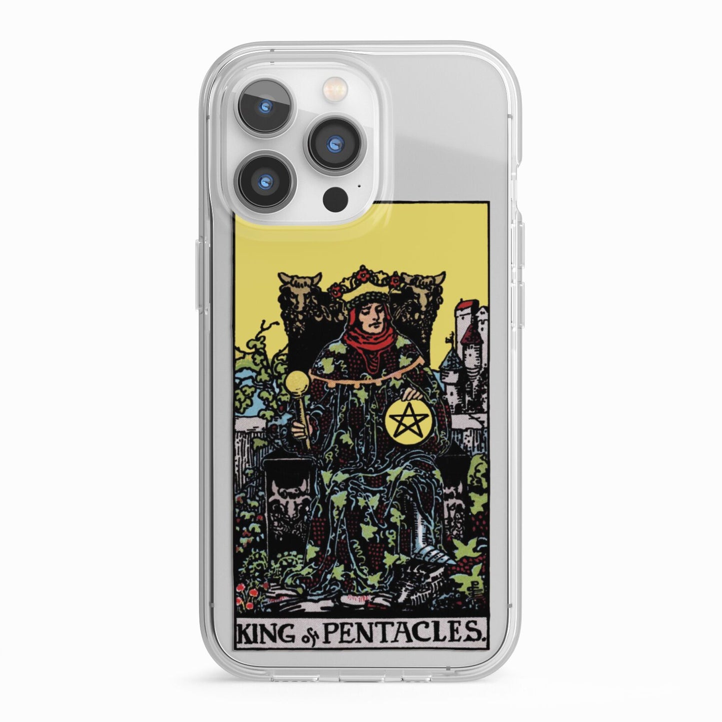 King of Pentacles Tarot Card iPhone 13 Pro TPU Impact Case with White Edges