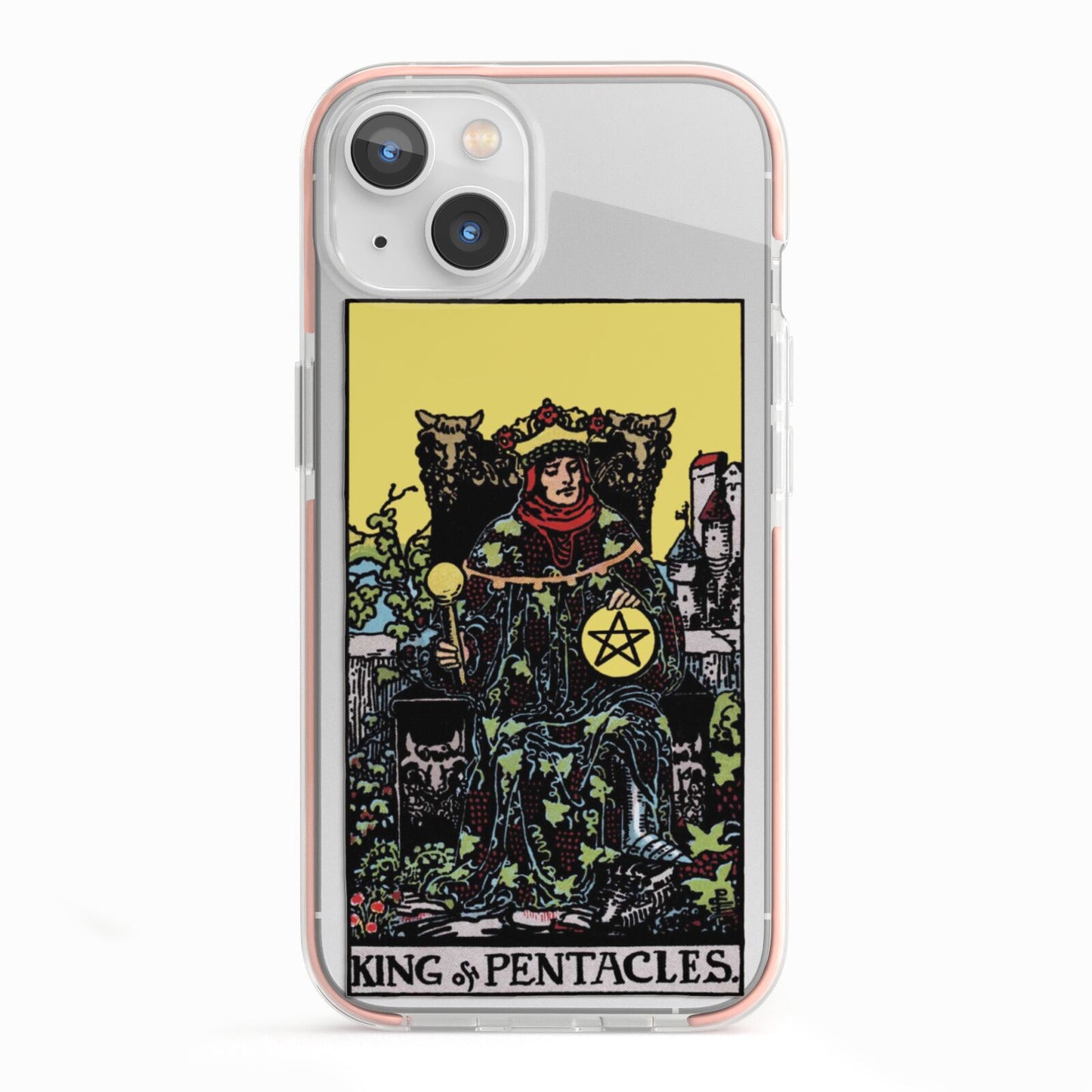 King of Pentacles Tarot Card iPhone 13 TPU Impact Case with Pink Edges