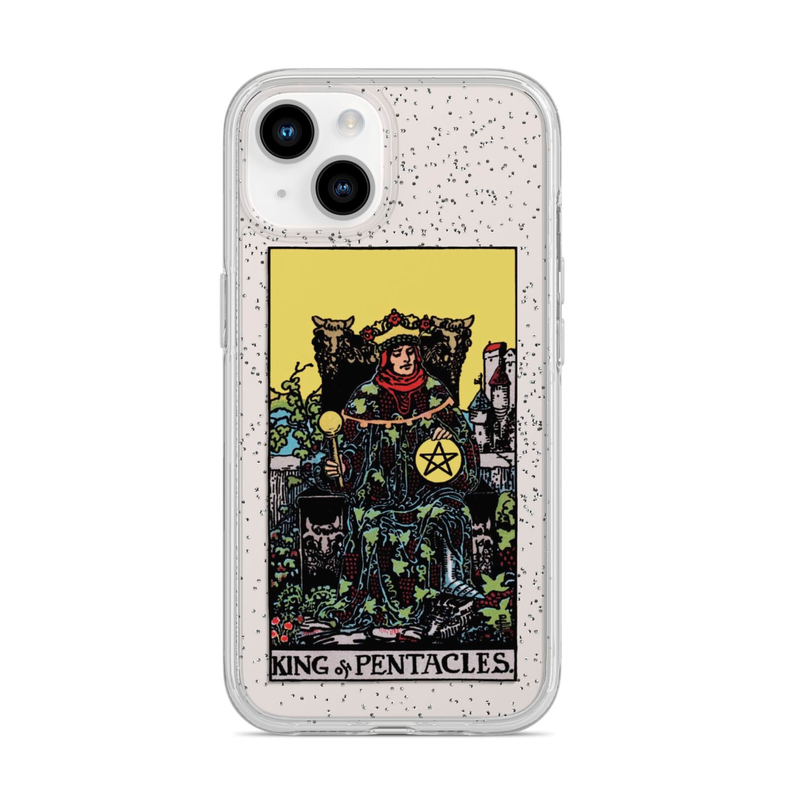 King of Pentacles Tarot Card iPhone 14 Glitter Tough Case Starlight
