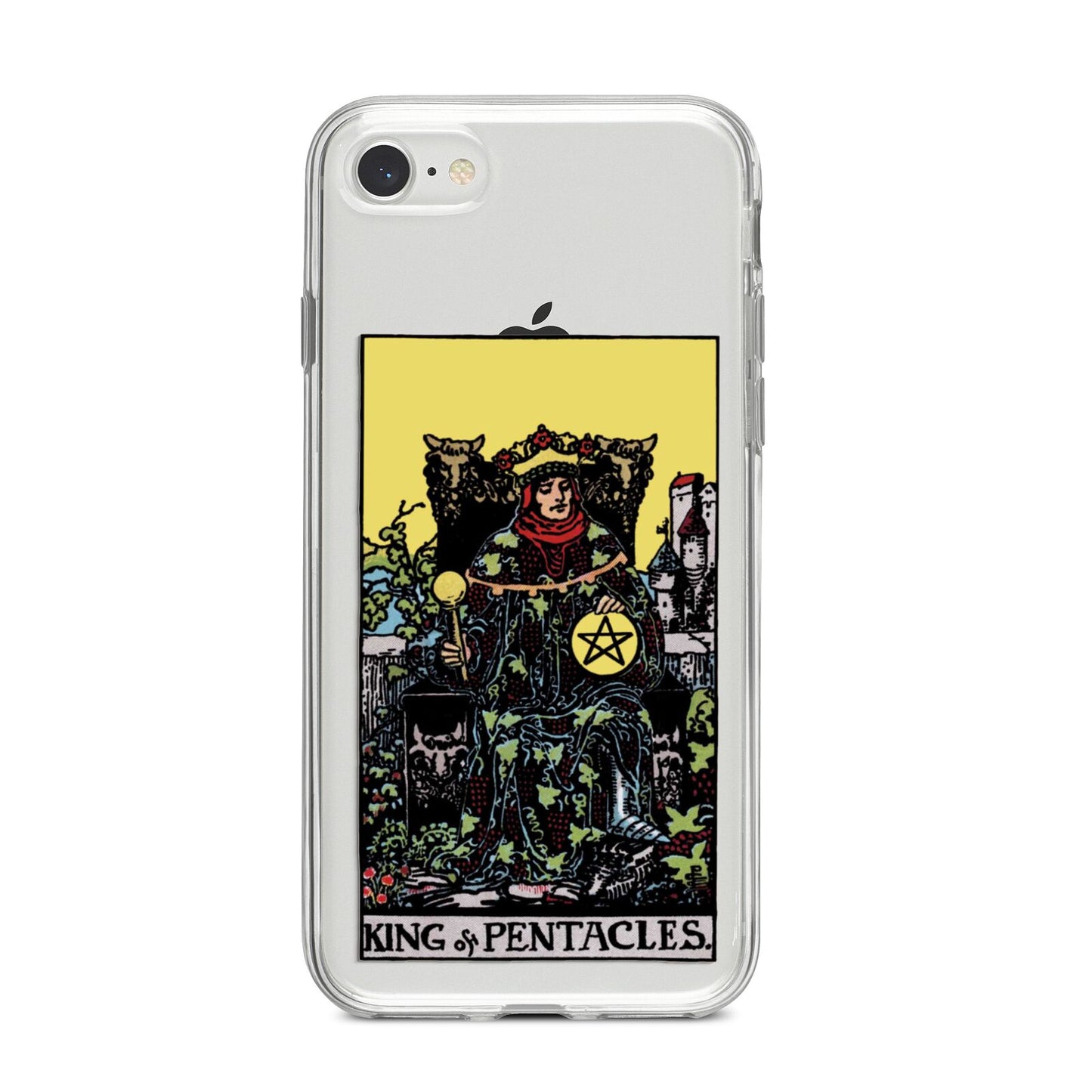 King of Pentacles Tarot Card iPhone 8 Bumper Case on Silver iPhone