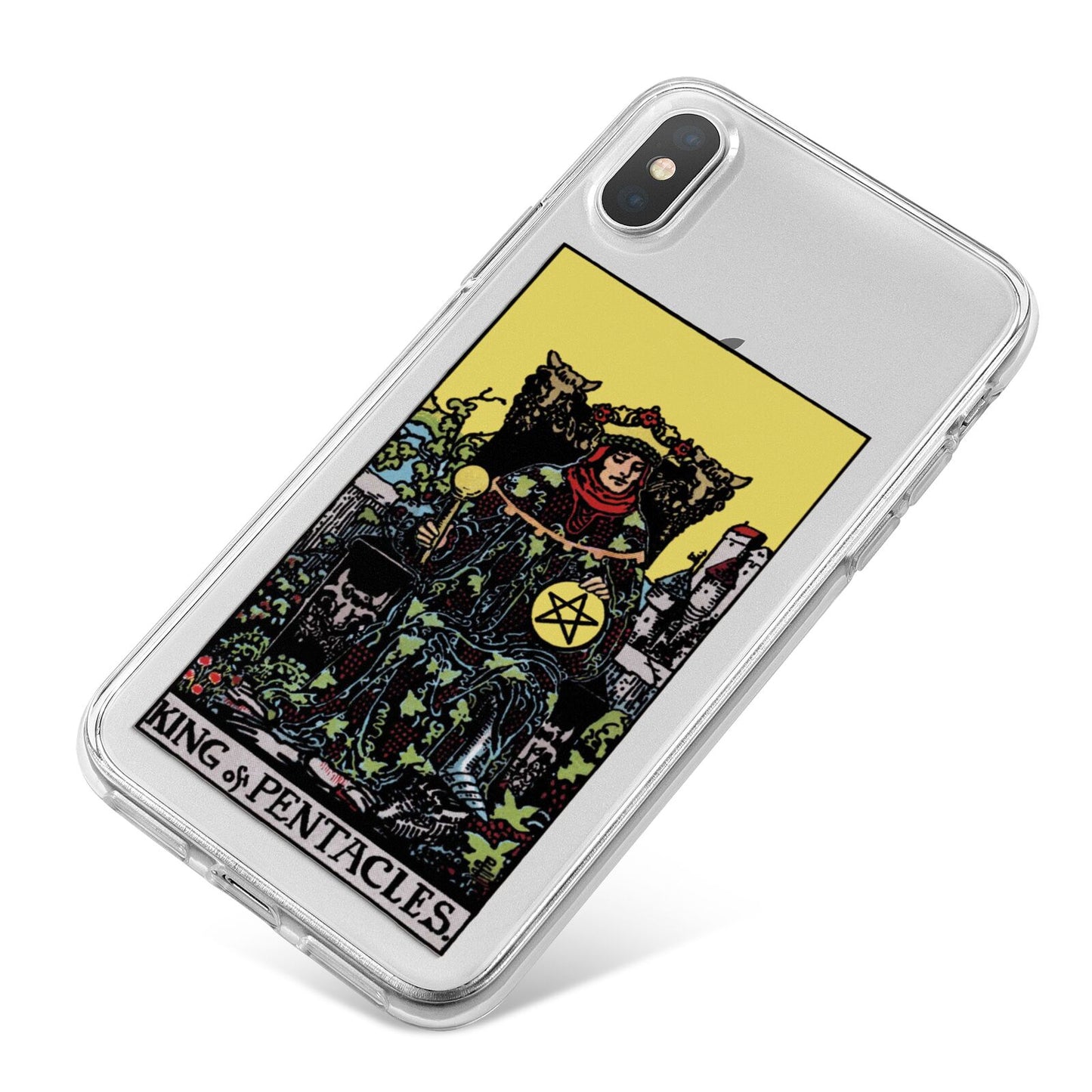 King of Pentacles Tarot Card iPhone X Bumper Case on Silver iPhone