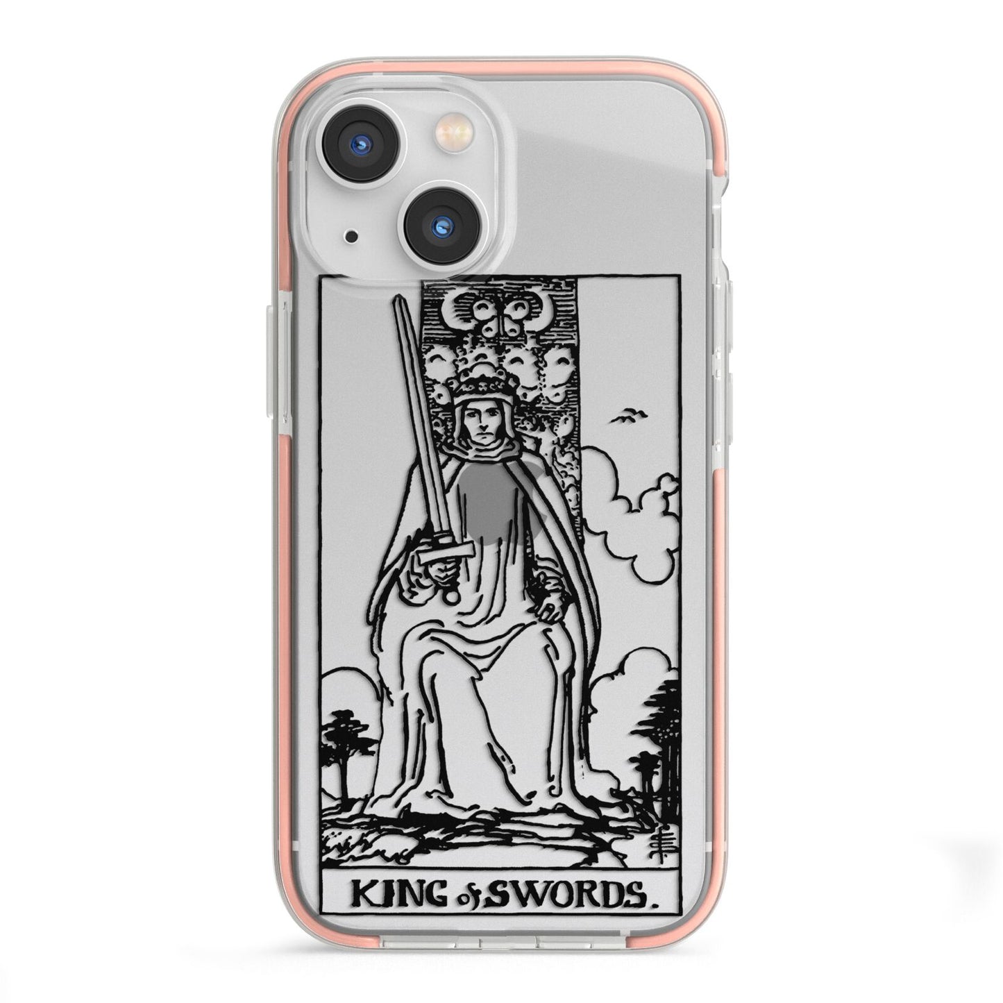 King of Swords Monochrome iPhone 13 Mini TPU Impact Case with Pink Edges