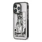 King of Swords Monochrome iPhone 13 Pro Black Impact Case Side Angle on Silver phone