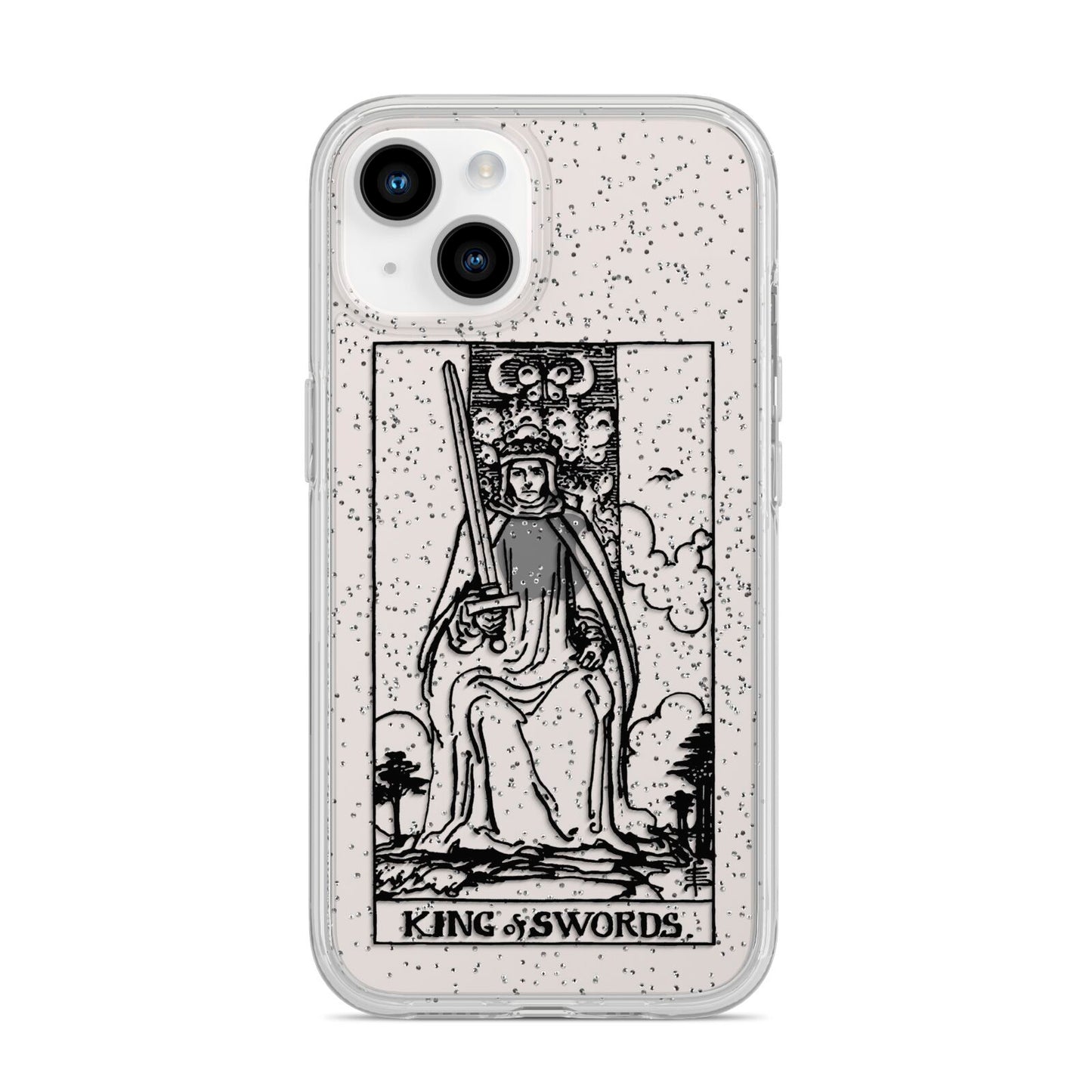 King of Swords Monochrome iPhone 14 Glitter Tough Case Starlight
