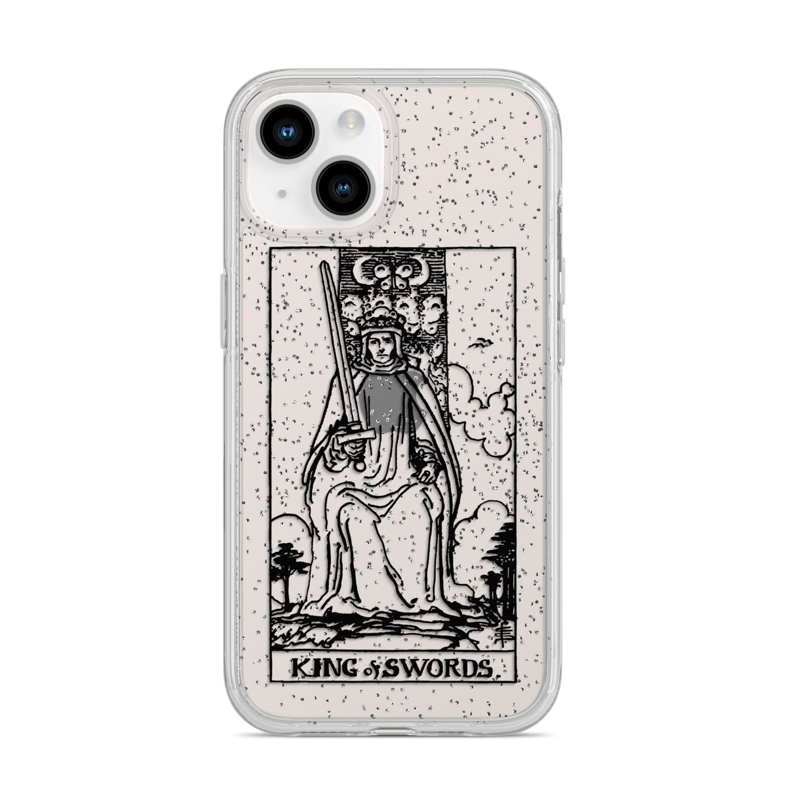 King of Swords Monochrome iPhone 14 Glitter Tough Case Starlight