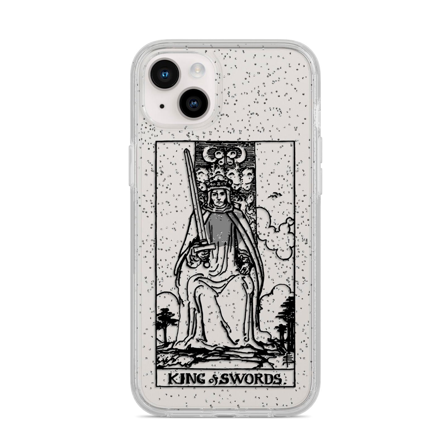 King of Swords Monochrome iPhone 14 Plus Glitter Tough Case Starlight