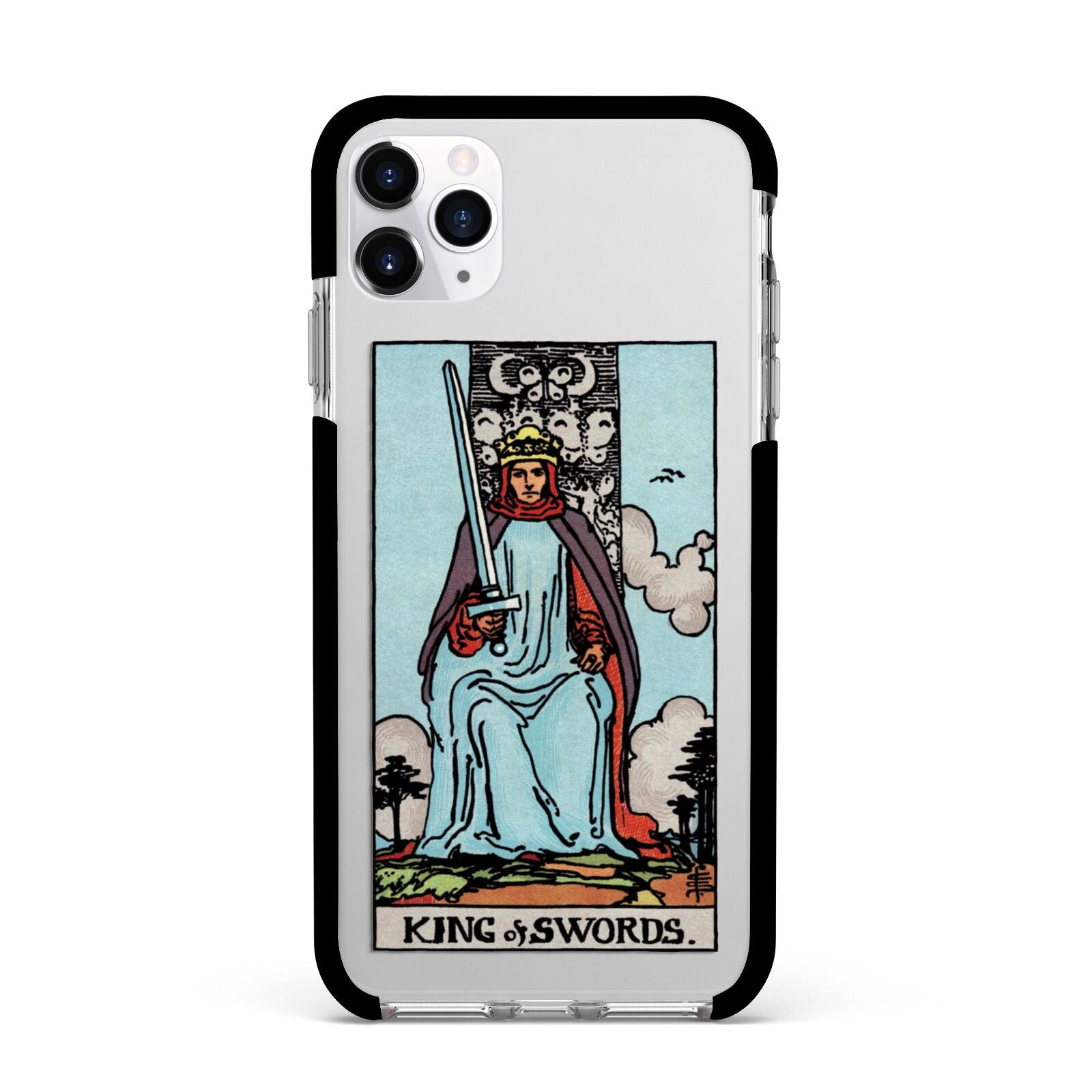 King of Swords Tarot Card Apple iPhone 11 Pro Max in Silver with Black Impact Case