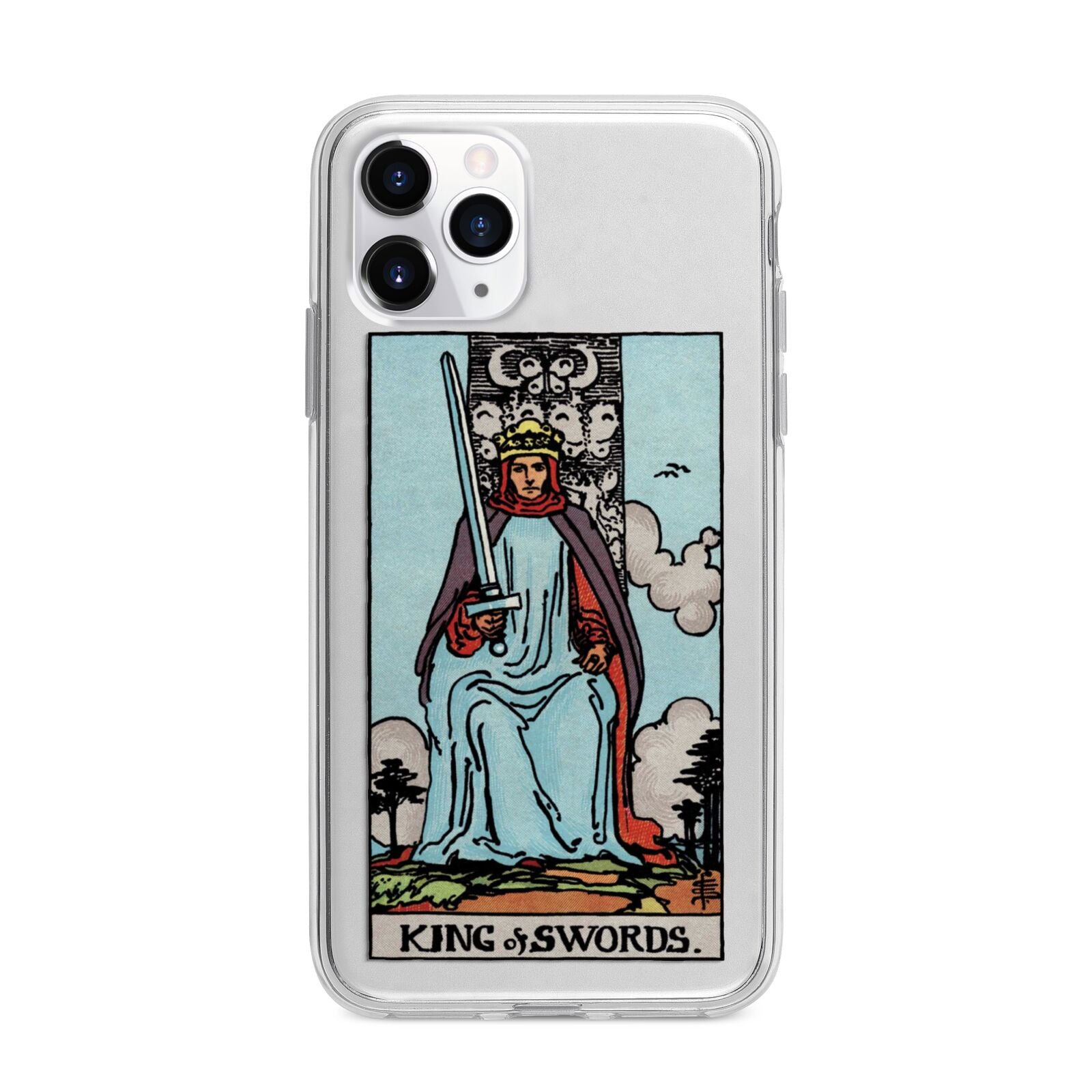 King of Swords Tarot Card Apple iPhone 11 Pro Max in Silver with Bumper Case
