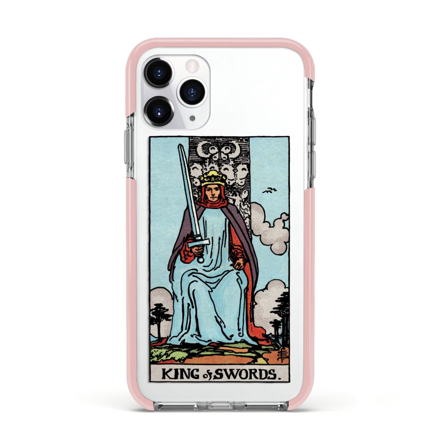 King of Swords Tarot Card Apple iPhone 11 Pro in Silver with Pink Impact Case