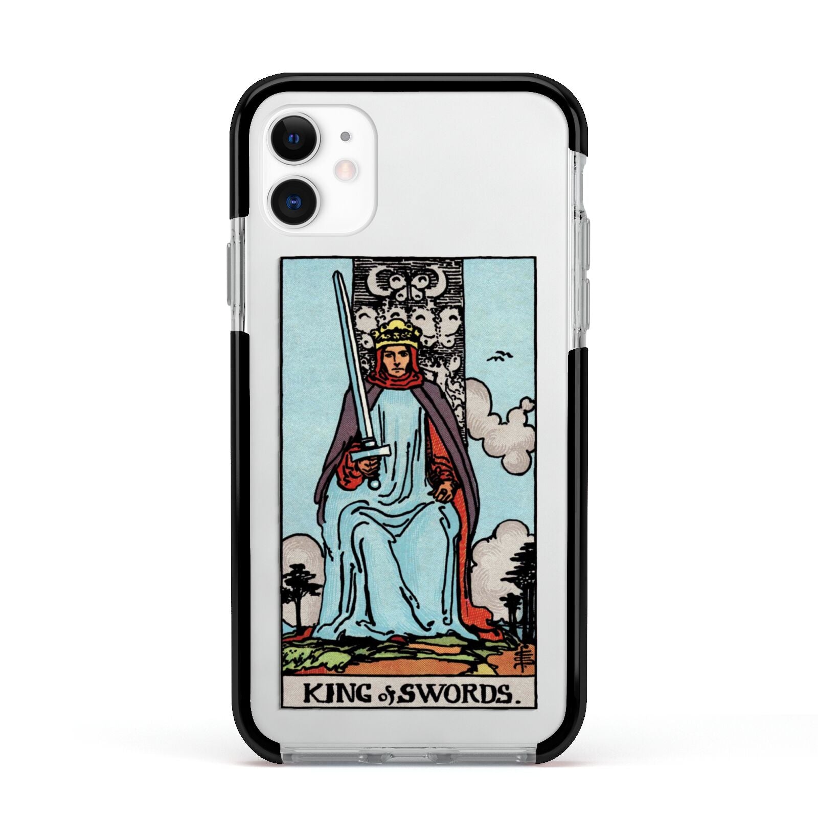 King of Swords Tarot Card Apple iPhone 11 in White with Black Impact Case