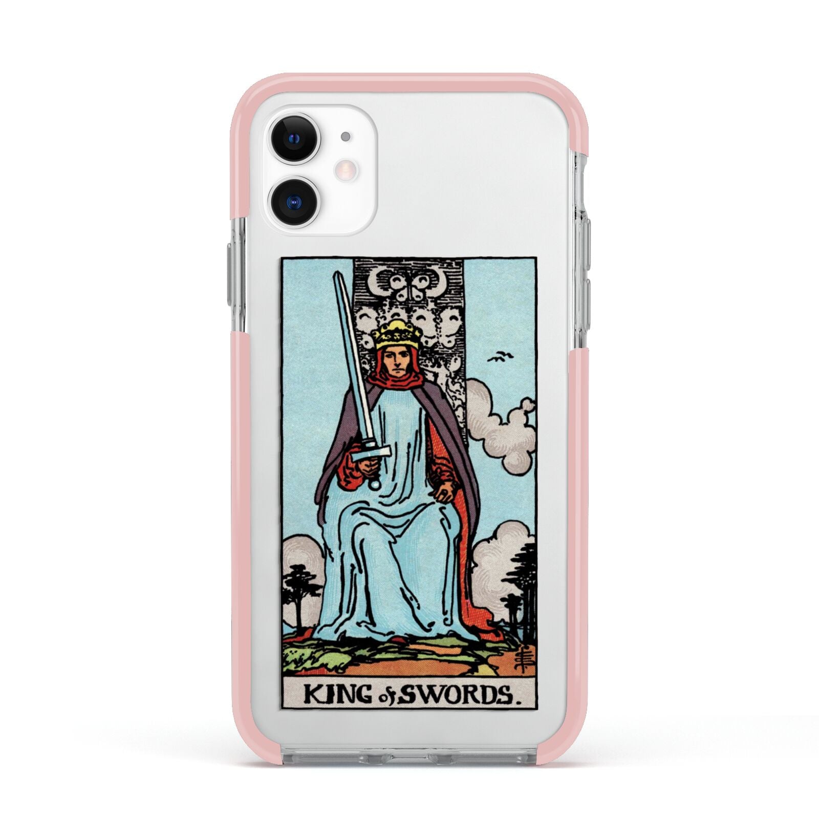 King of Swords Tarot Card Apple iPhone 11 in White with Pink Impact Case