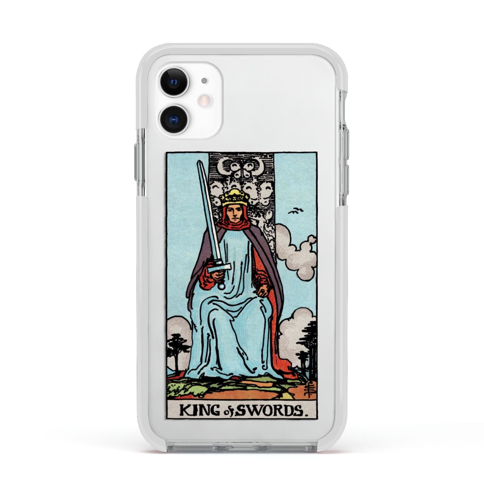King of Swords Tarot Card Apple iPhone 11 in White with White Impact Case