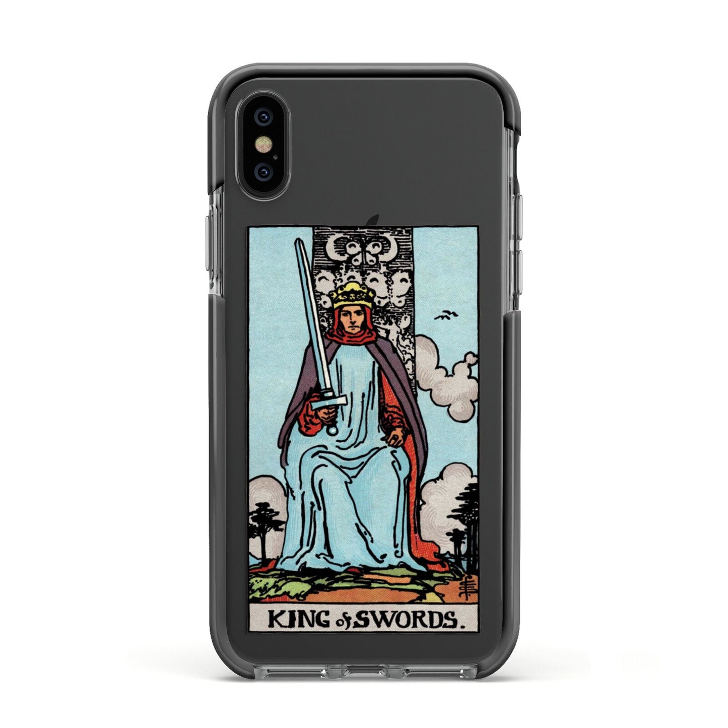King of Swords Tarot Card Apple iPhone Xs Impact Case Black Edge on Black Phone