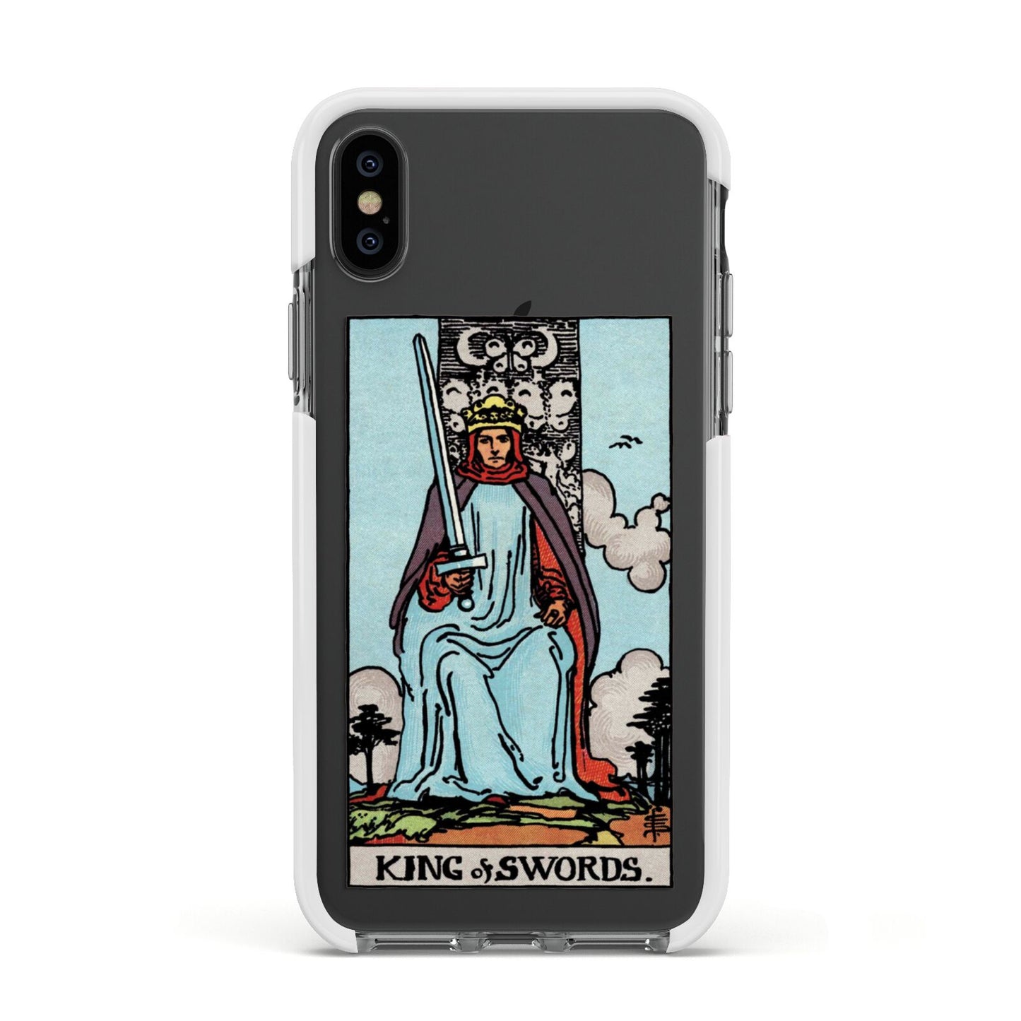 King of Swords Tarot Card Apple iPhone Xs Impact Case White Edge on Black Phone
