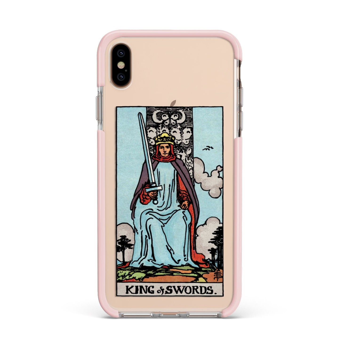 King of Swords Tarot Card Apple iPhone Xs Max Impact Case Pink Edge on Gold Phone
