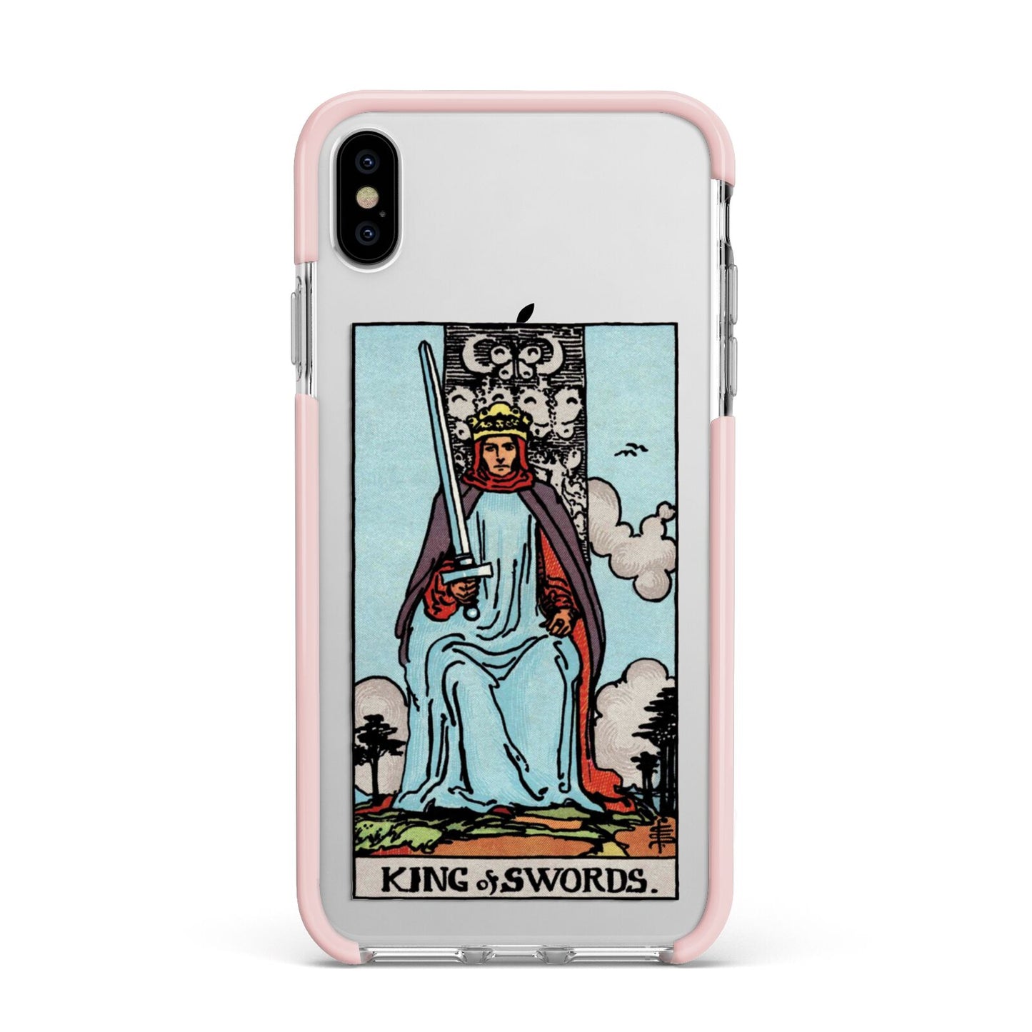 King of Swords Tarot Card Apple iPhone Xs Max Impact Case Pink Edge on Silver Phone