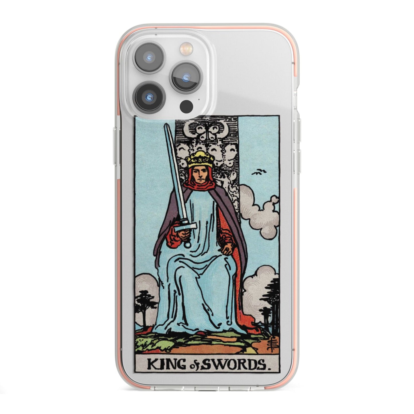King of Swords Tarot Card iPhone 13 Pro Max TPU Impact Case with Pink Edges