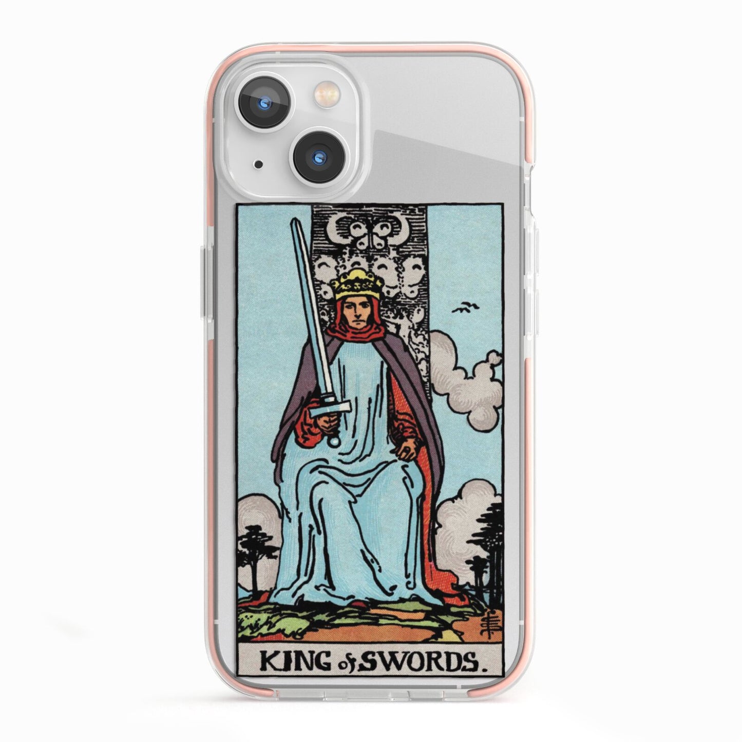 King of Swords Tarot Card iPhone 13 TPU Impact Case with Pink Edges
