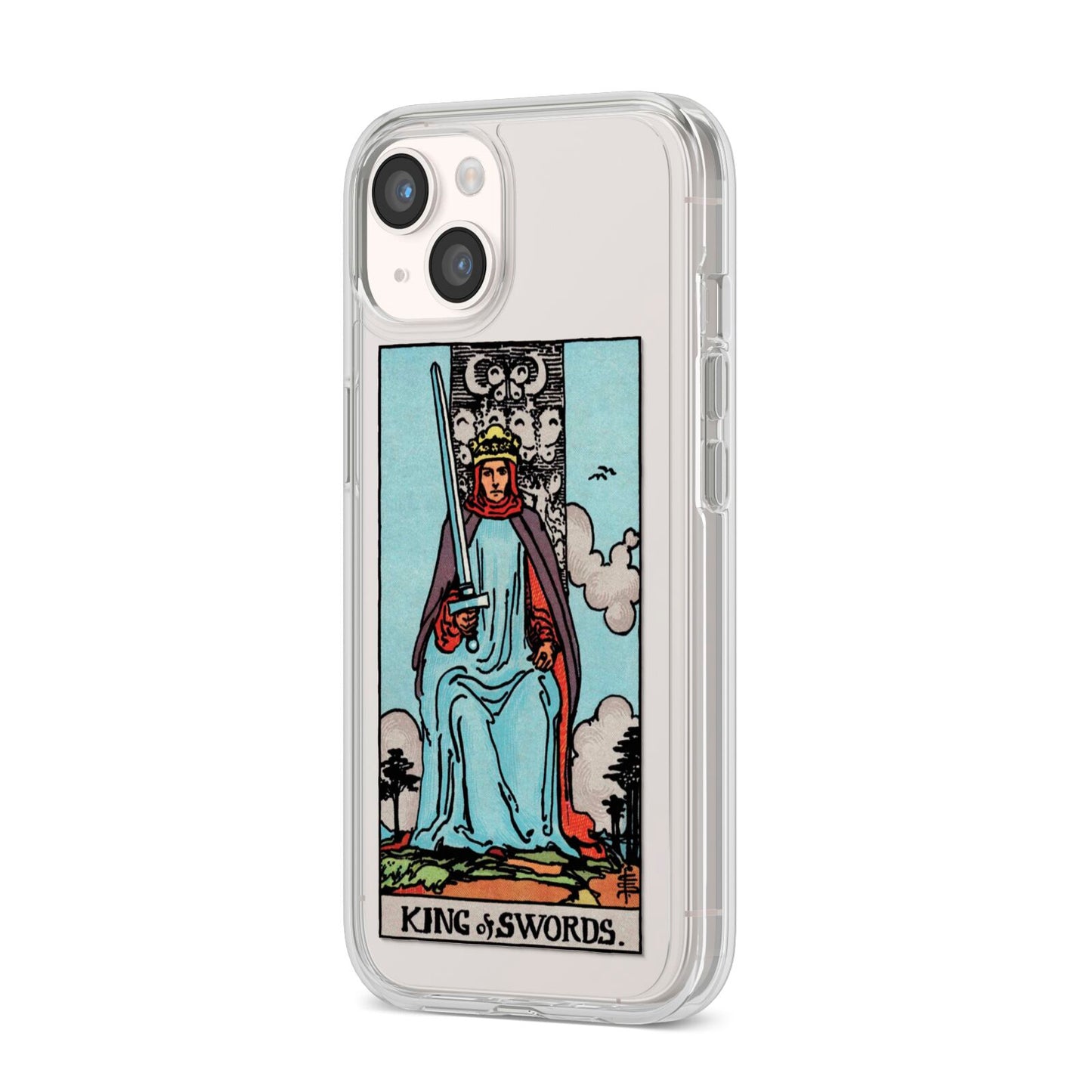 King of Swords Tarot Card iPhone 14 Clear Tough Case Starlight Angled Image