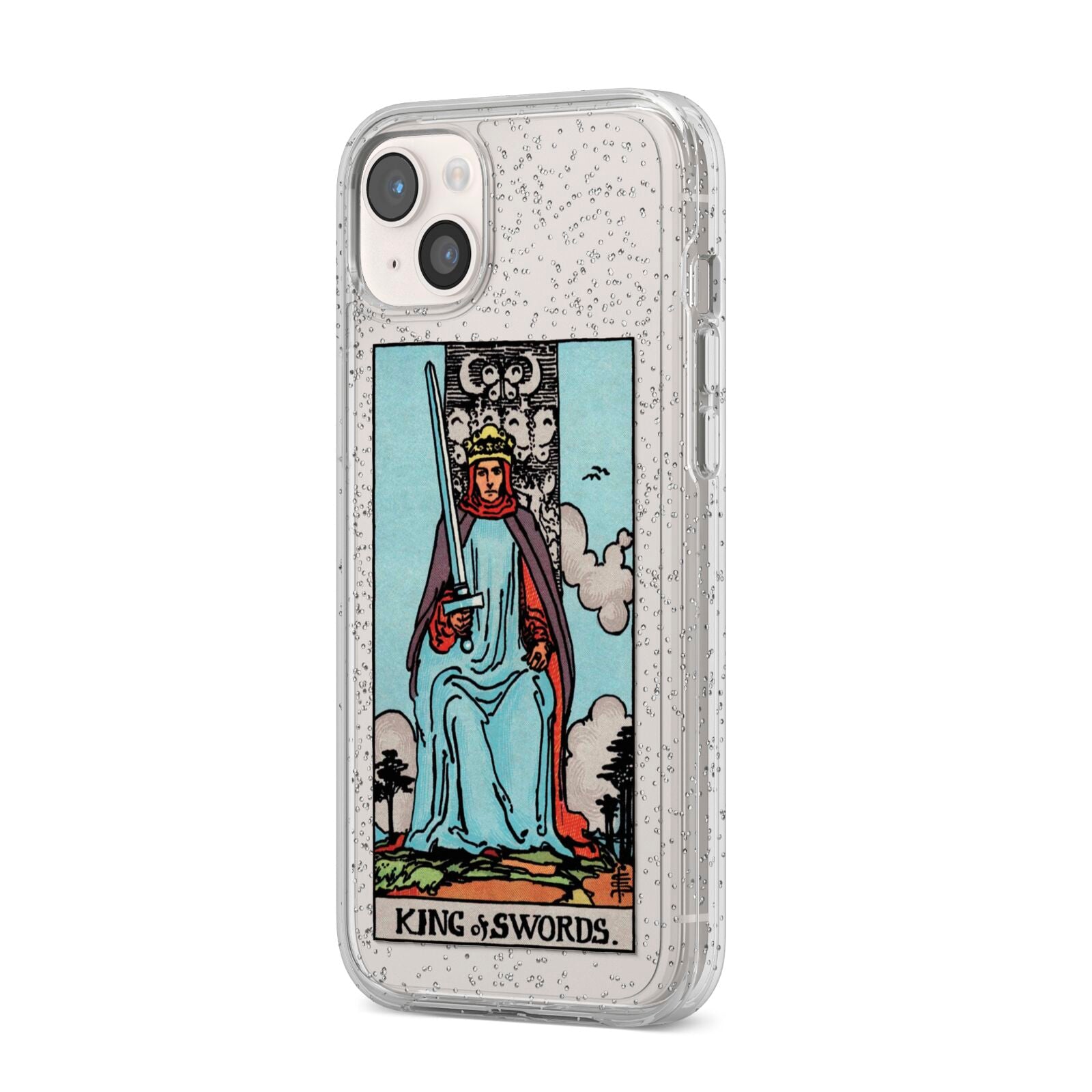 King of Swords Tarot Card iPhone 14 Plus Glitter Tough Case Starlight Angled Image
