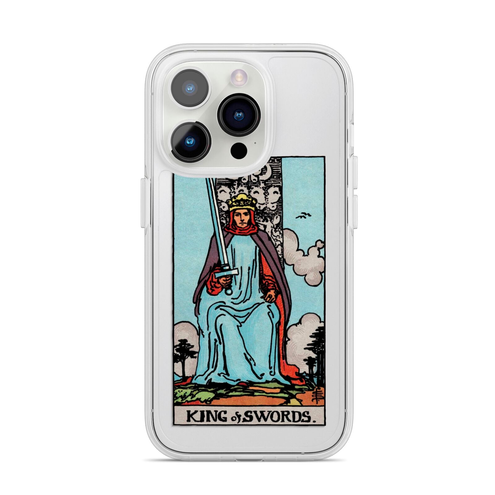 King of Swords Tarot Card iPhone 14 Pro Clear Tough Case Silver