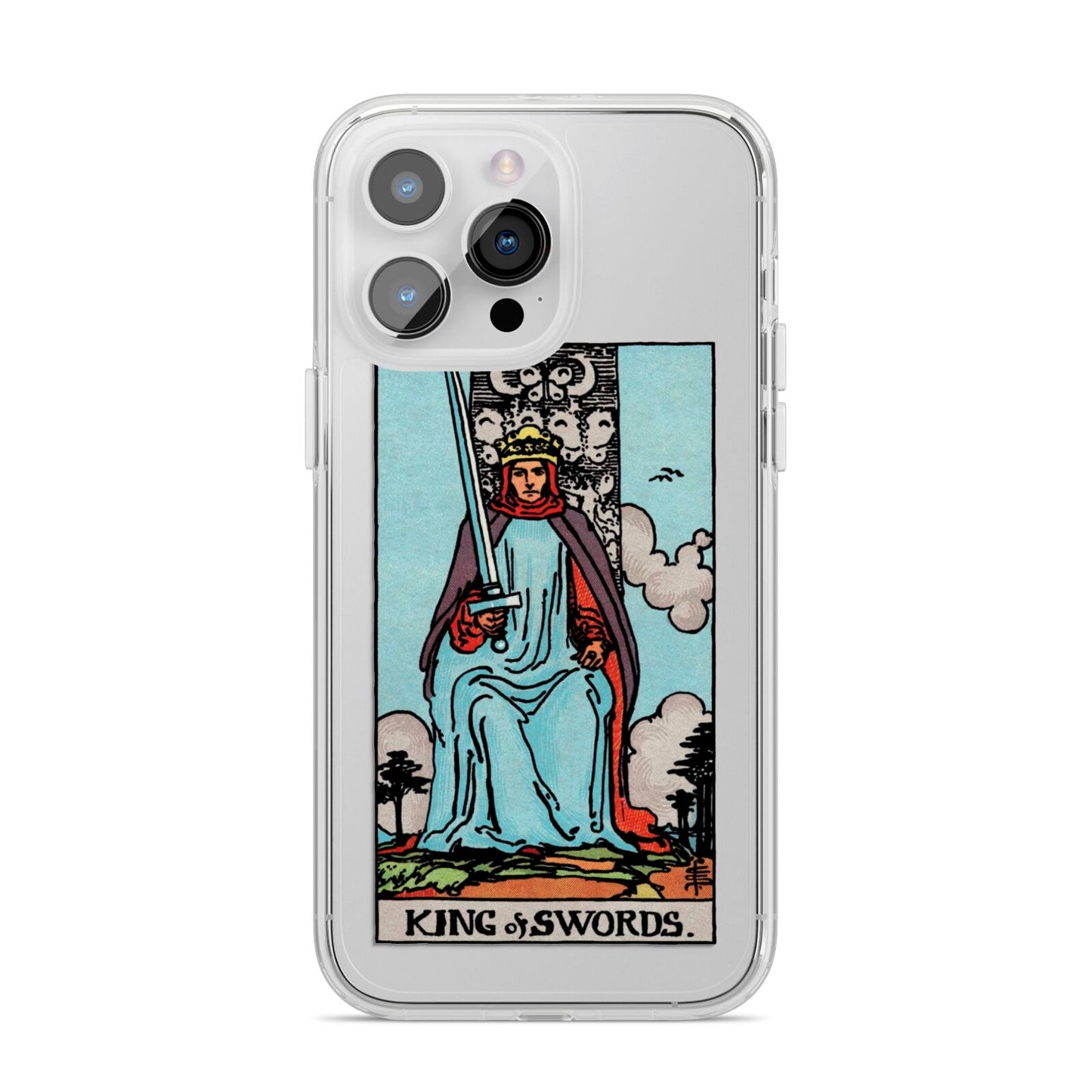 King of Swords Tarot Card iPhone 14 Pro Max Clear Tough Case Silver