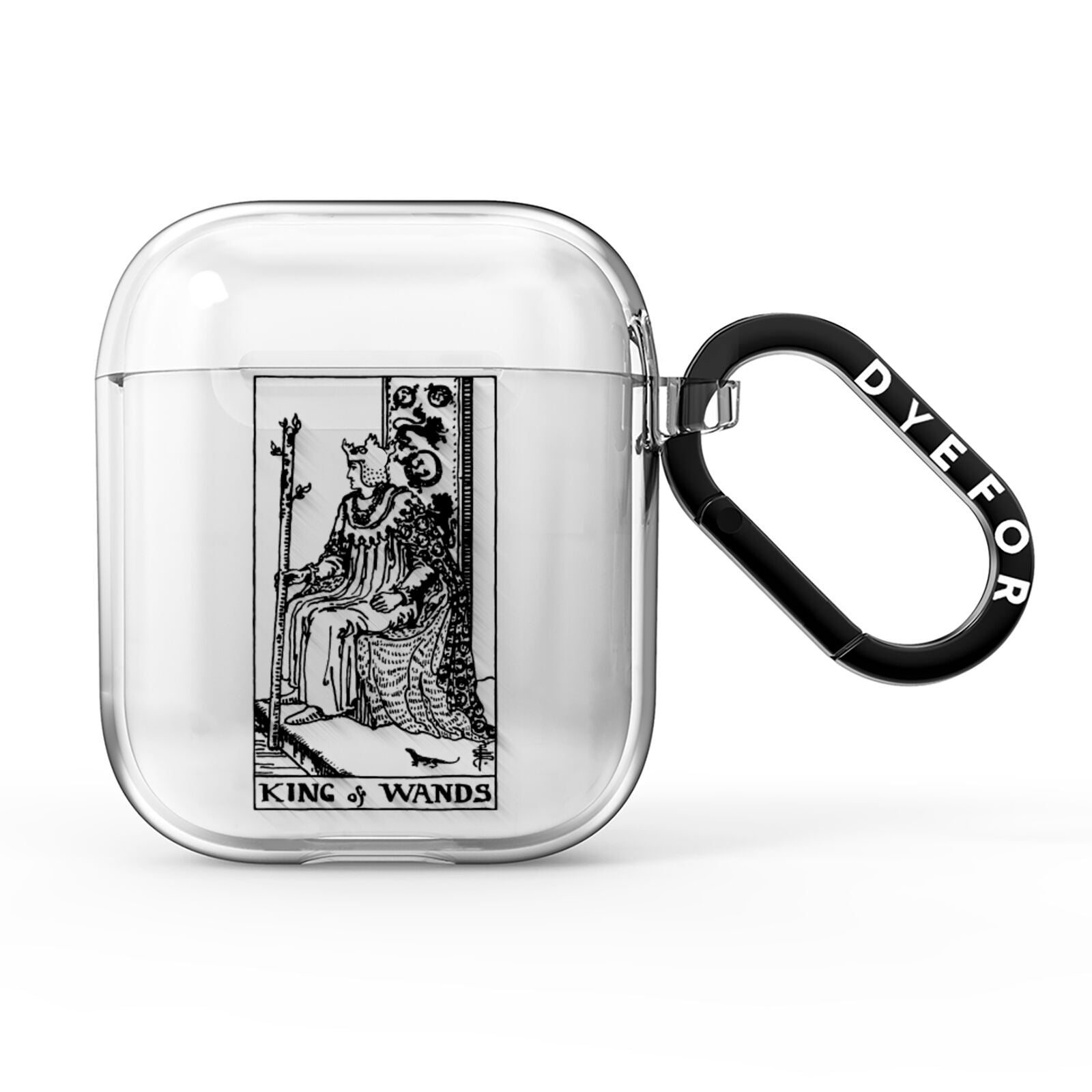 King of Wands Monochrome AirPods Clear Case