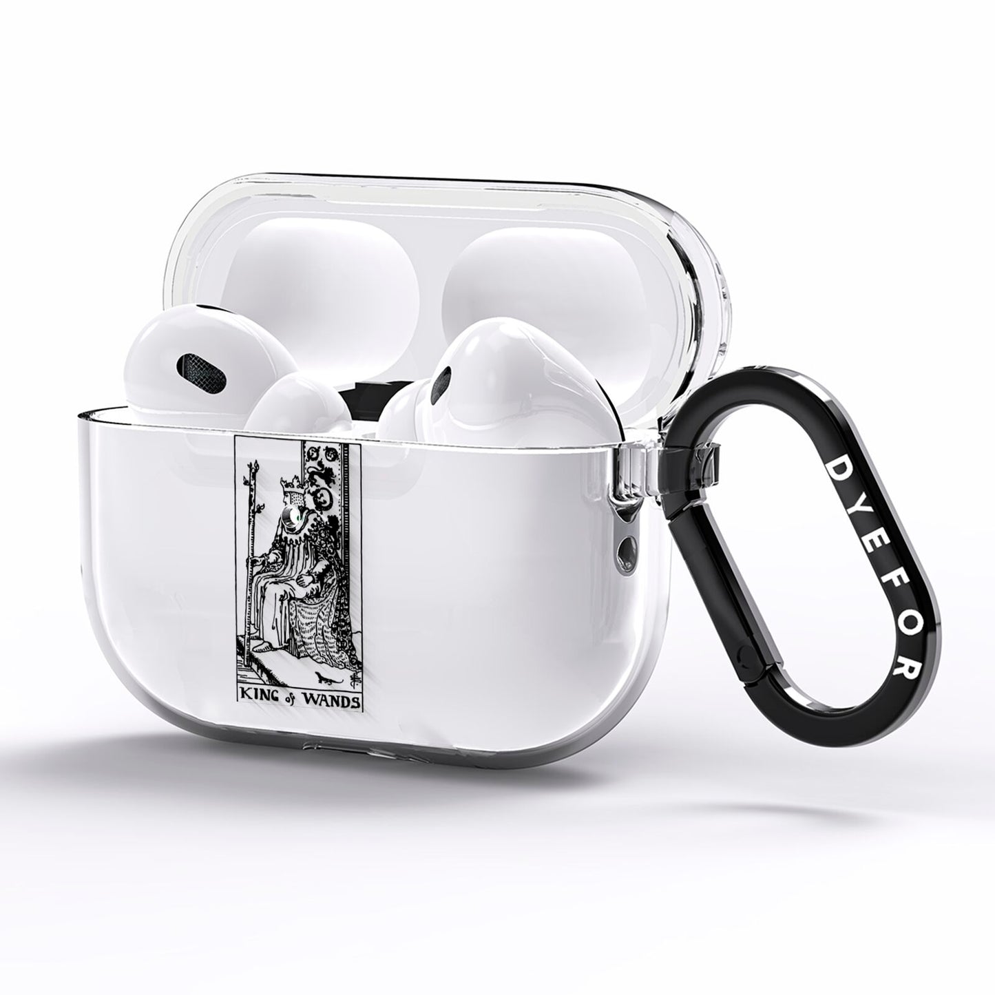 King of Wands Monochrome AirPods Pro Clear Case Side Image