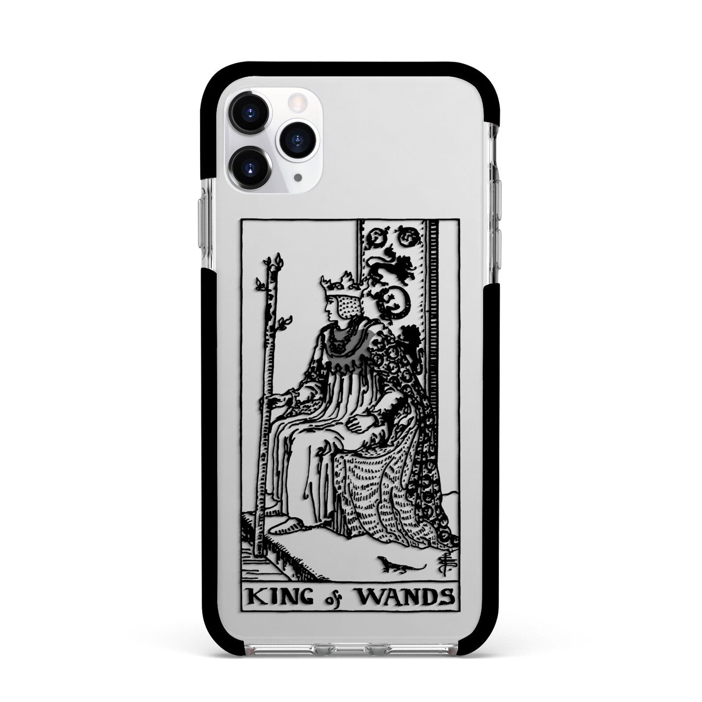 King of Wands Monochrome Apple iPhone 11 Pro Max in Silver with Black Impact Case