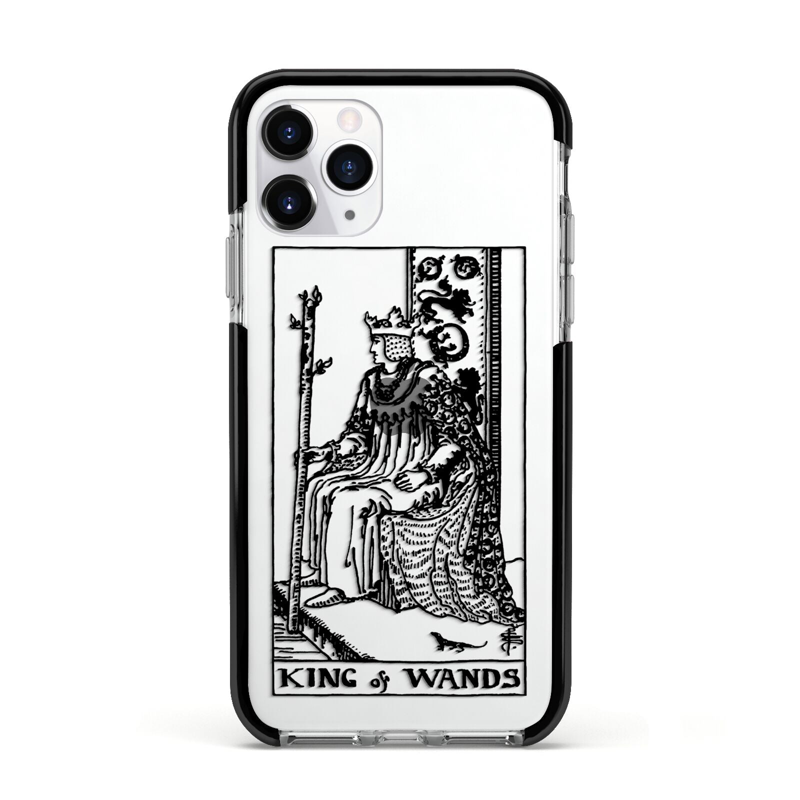 King of Wands Monochrome Apple iPhone 11 Pro in Silver with Black Impact Case