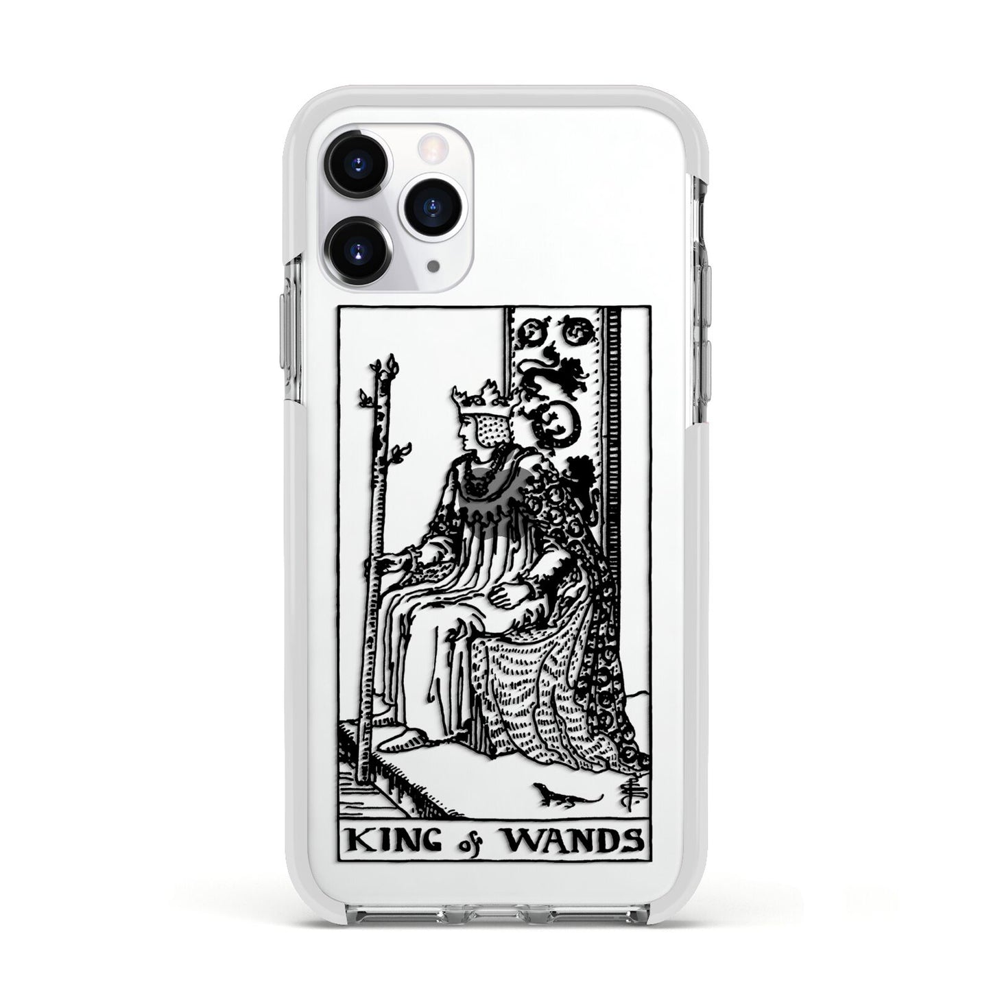 King of Wands Monochrome Apple iPhone 11 Pro in Silver with White Impact Case