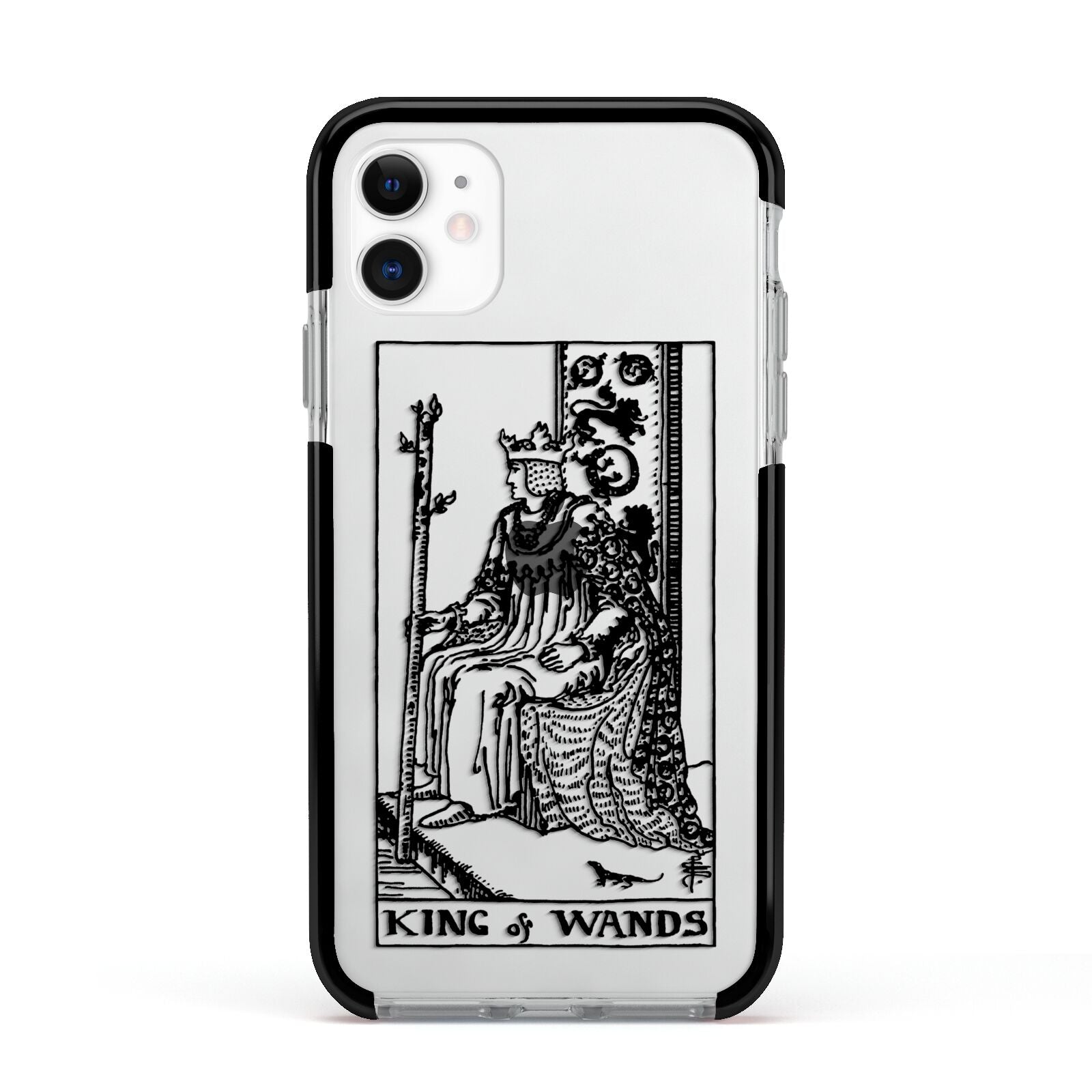 King of Wands Monochrome Apple iPhone 11 in White with Black Impact Case