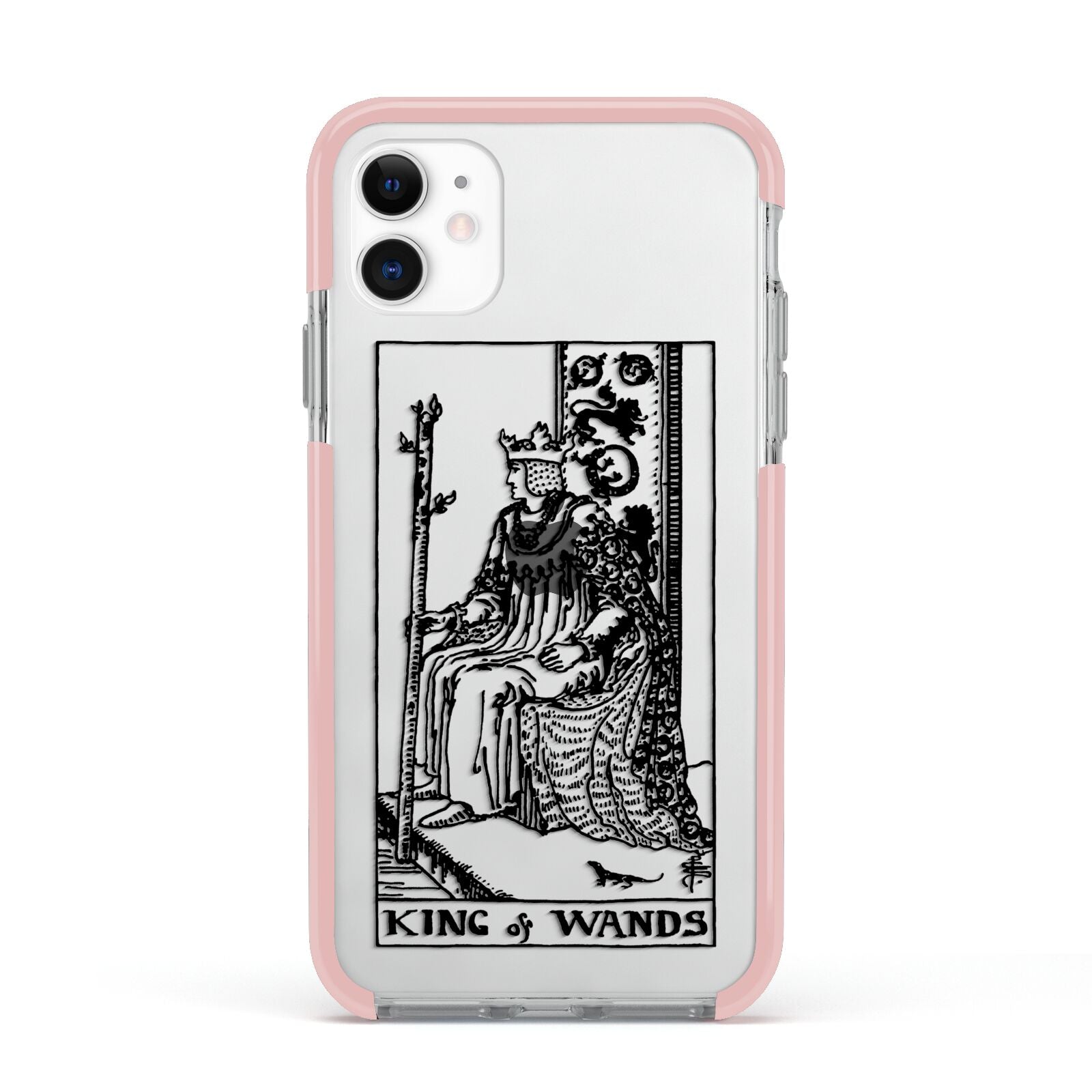 King of Wands Monochrome Apple iPhone 11 in White with Pink Impact Case