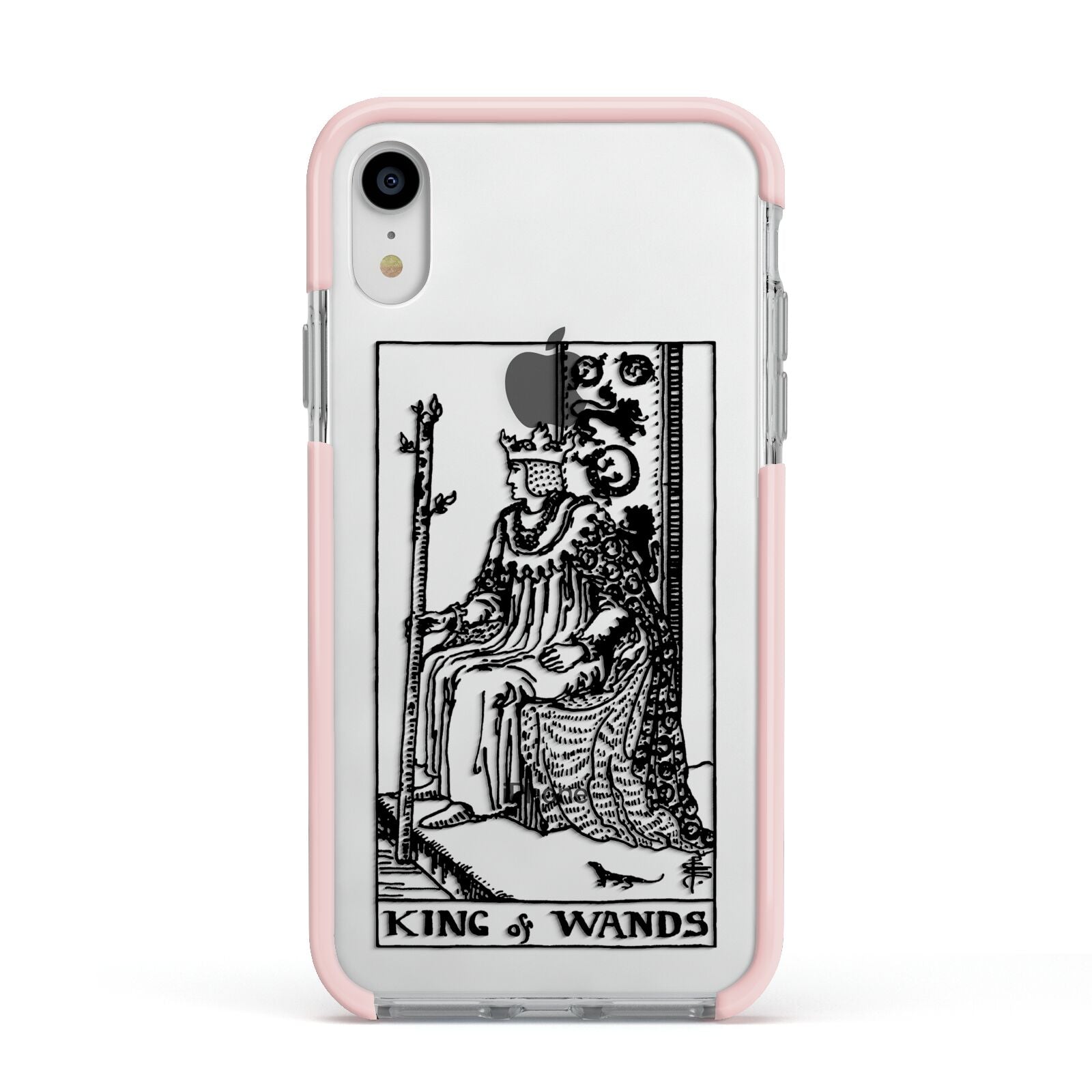 King of Wands Monochrome Apple iPhone XR Impact Case Pink Edge on Silver Phone