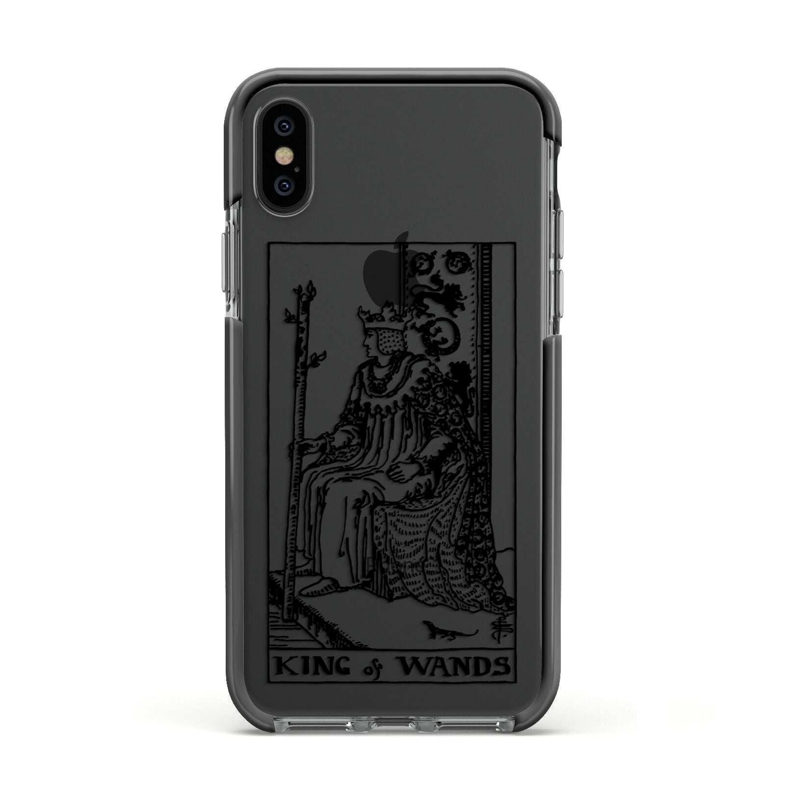 King of Wands Monochrome Apple iPhone Xs Impact Case Black Edge on Black Phone