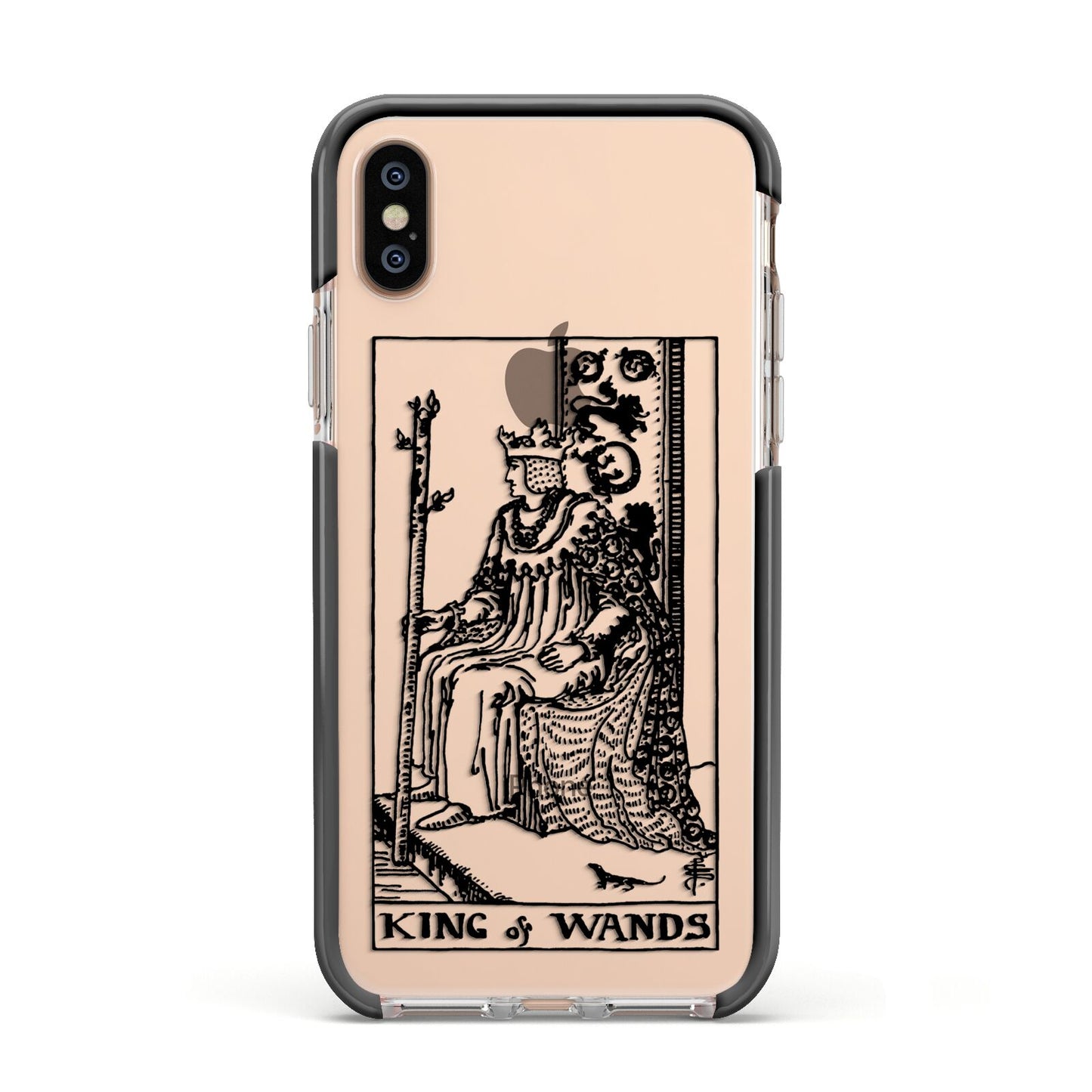 King of Wands Monochrome Apple iPhone Xs Impact Case Black Edge on Gold Phone
